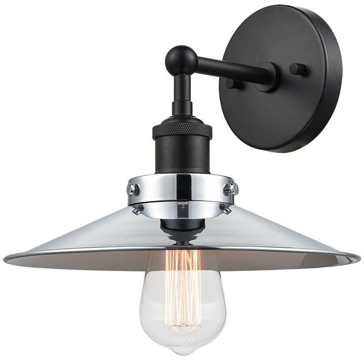 Bulstrode's Workshop 1 Light 8.5 inch Black Wall Sconce Wall Light in Black and Chrome