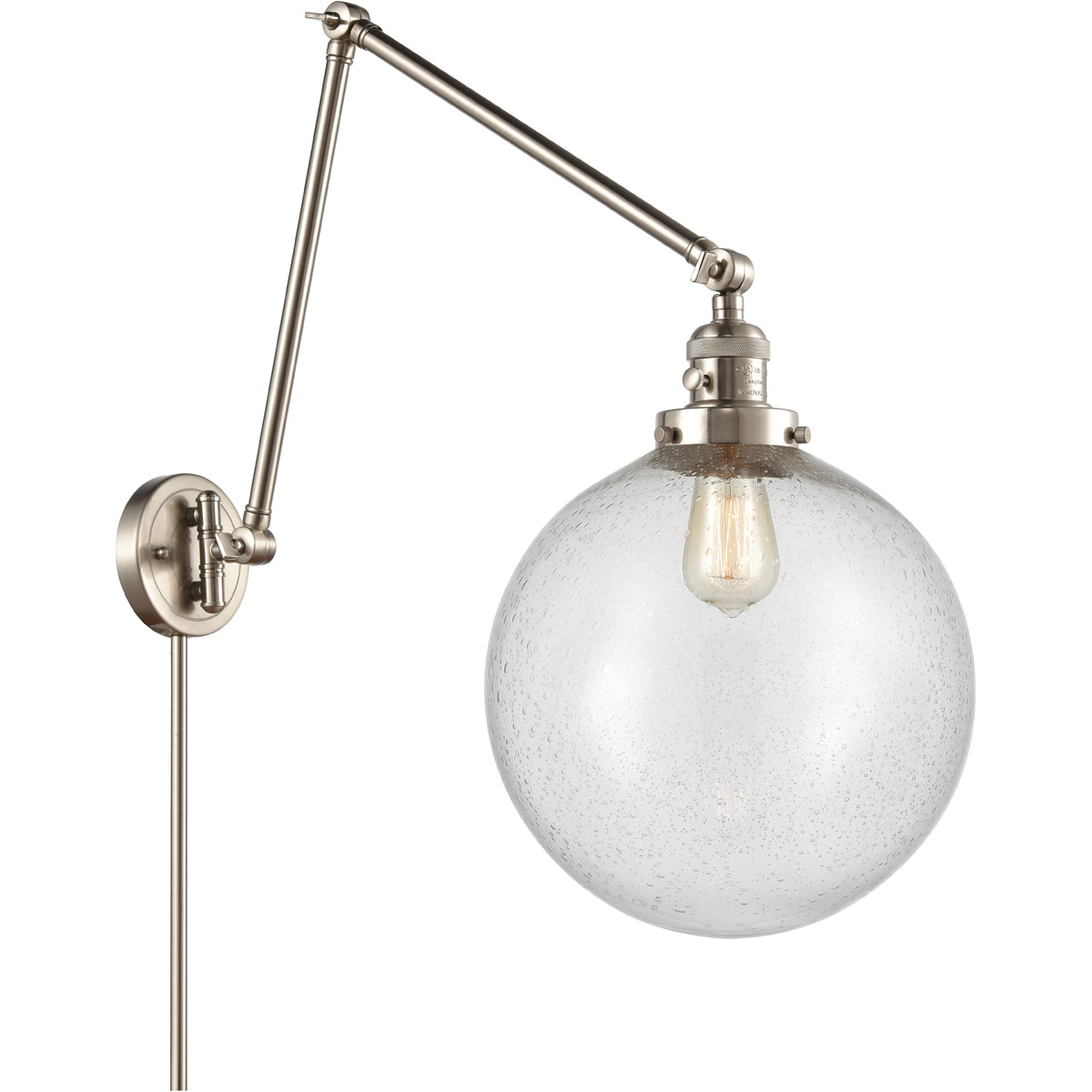 XX-Large Beacon 34 inch 60.00 watt Brushed Satin Nickel Swing Arm Wall Light