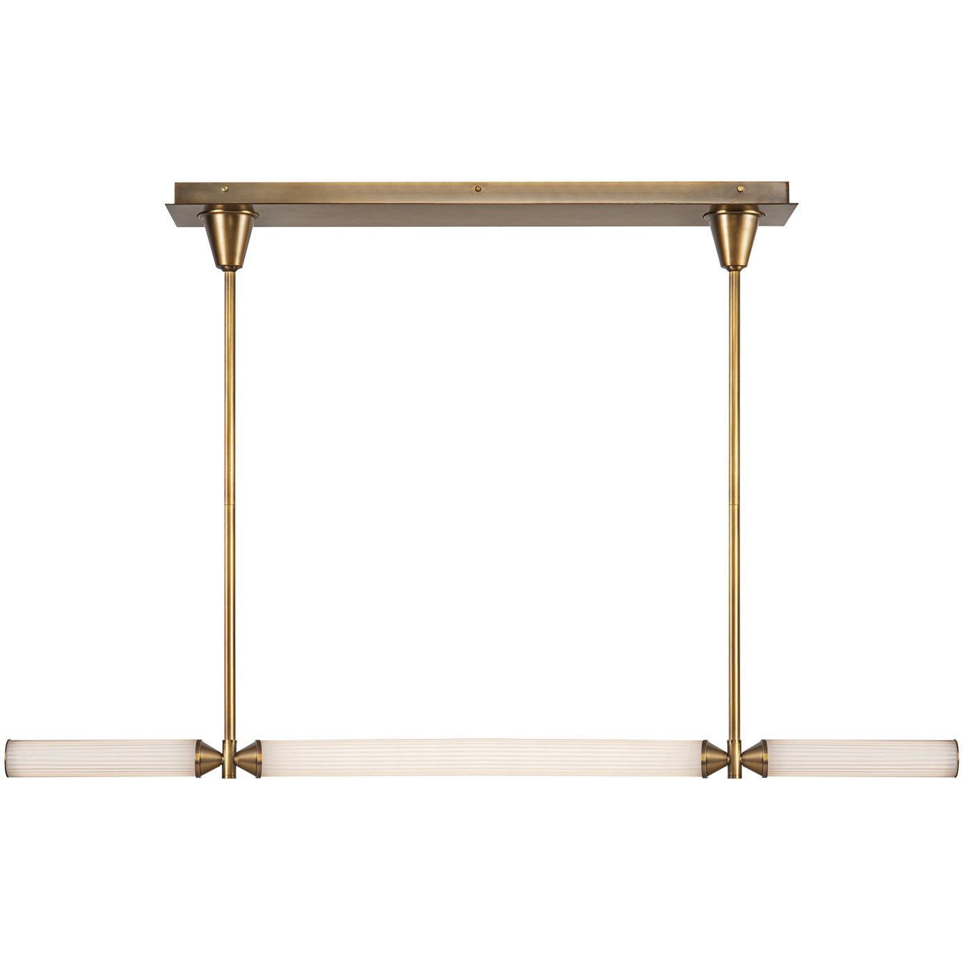 Edwin LED 47.88 inch Vintage Brass/Frosted Ribbed Glass Linear Pendant Ceiling Light