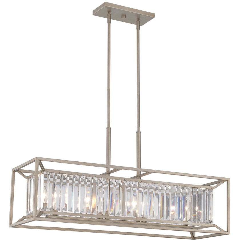 Linares 4 Light 36 inch Aged Platinum Linear Chandelier Ceiling Light