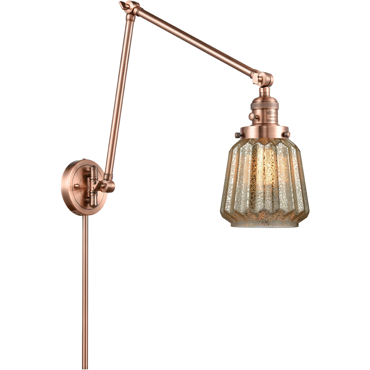 Chatham 30 inch 60.00 watt Antique Copper Swing Arm Wall Light, Franklin Restoration
