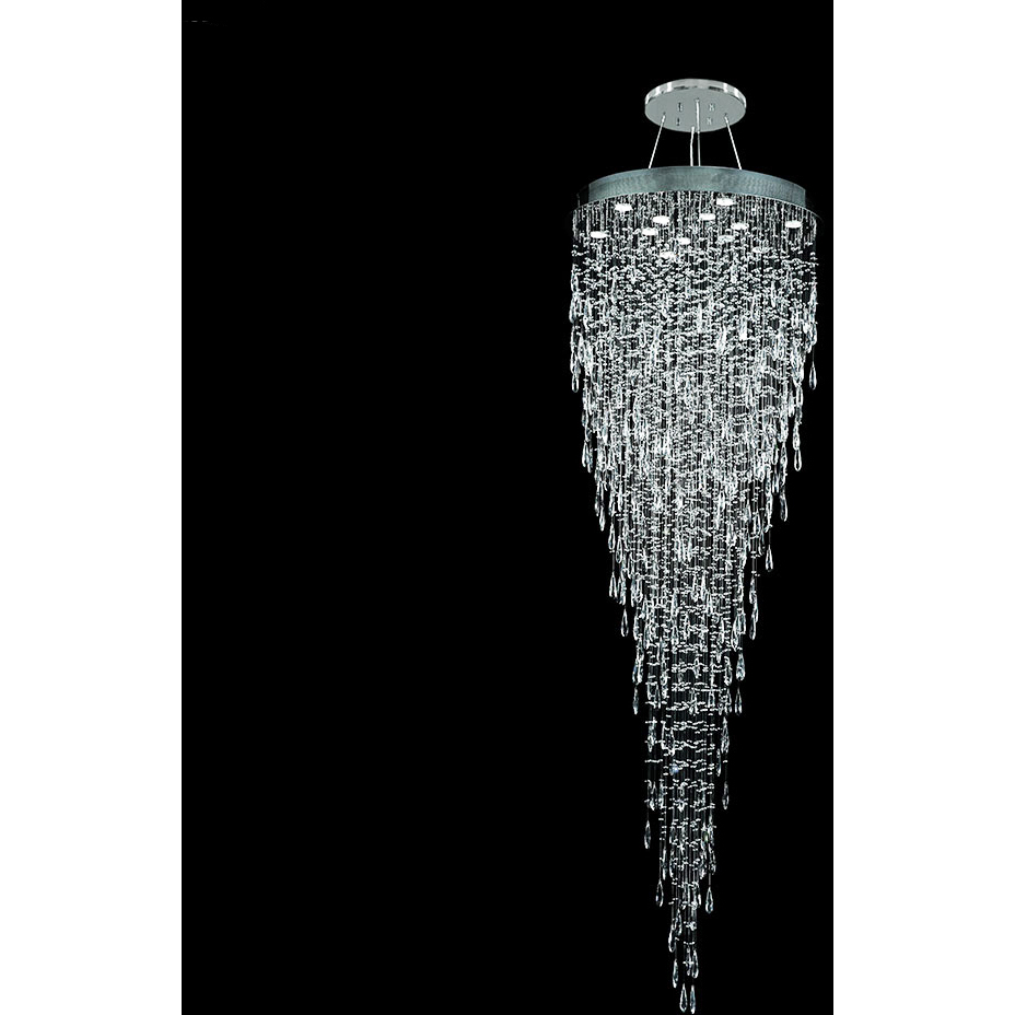 Crystal Rain 12 Light 32 inch Silver Chandelier Ceiling Light