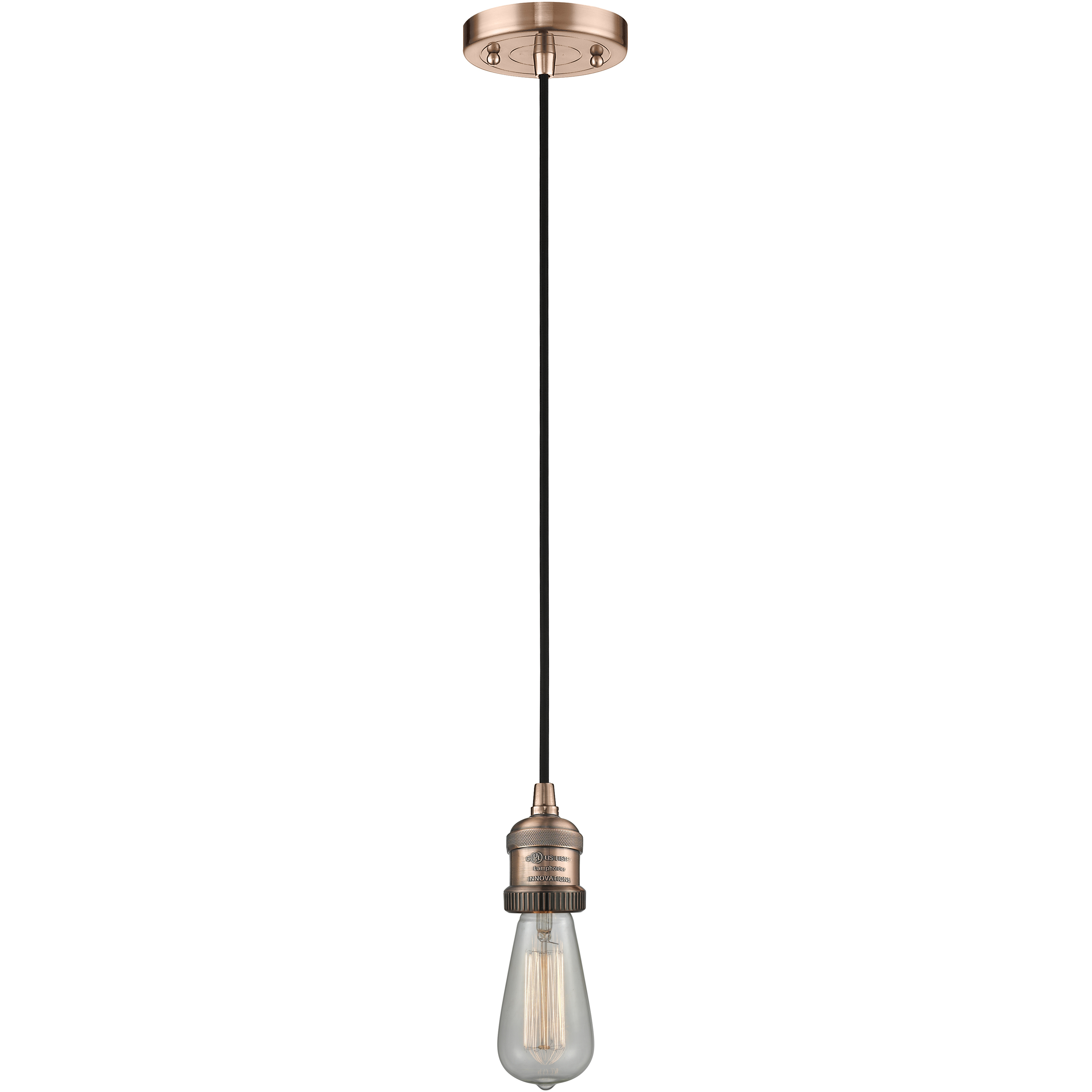 Franklin Restoration Bare Bulb LED 2 inch Antique Copper Mini Pendant Ceiling Light