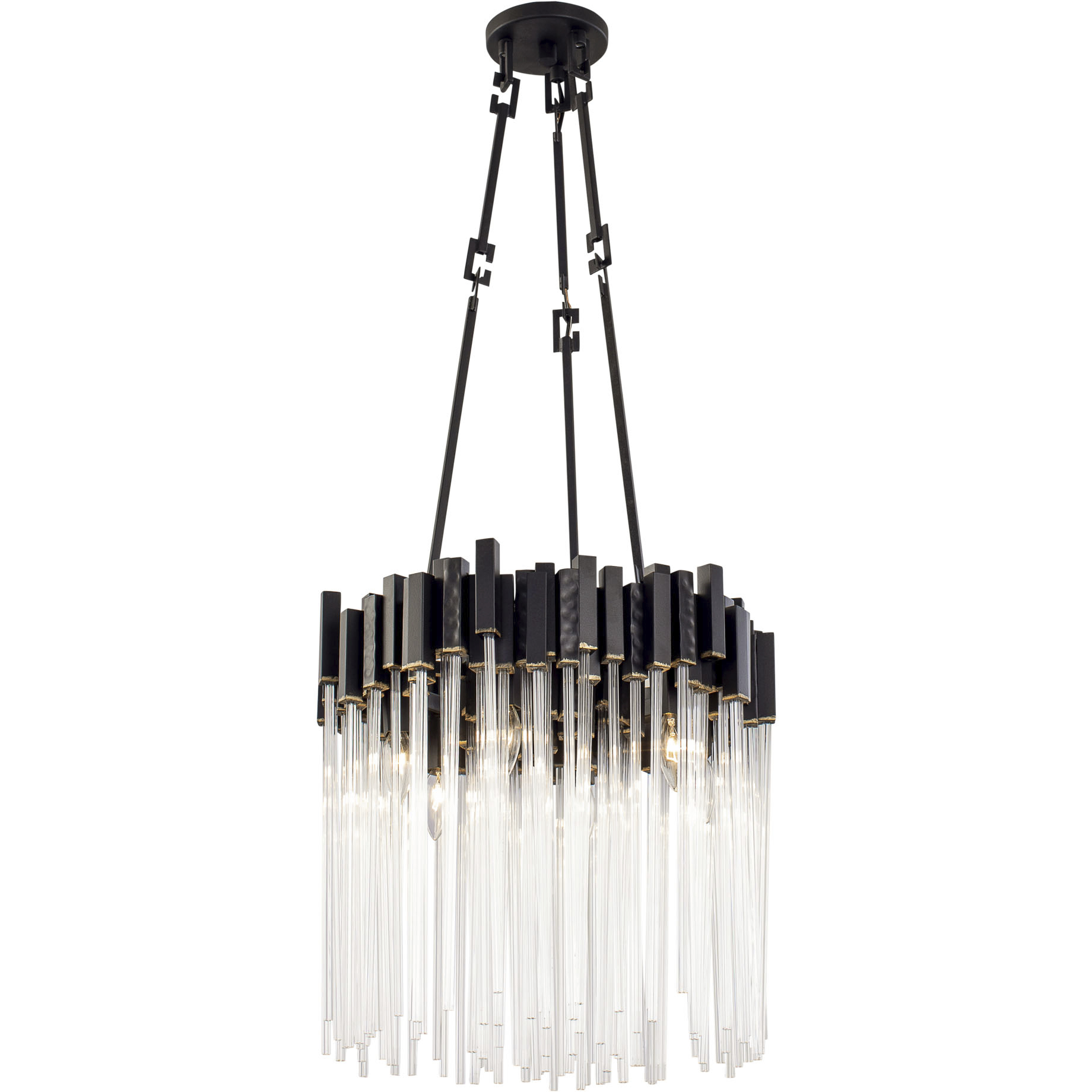 Matrix 6 Light 18.5 inch Matte Black and French Gold Pendant Ceiling Light in Matte Black/French Gold