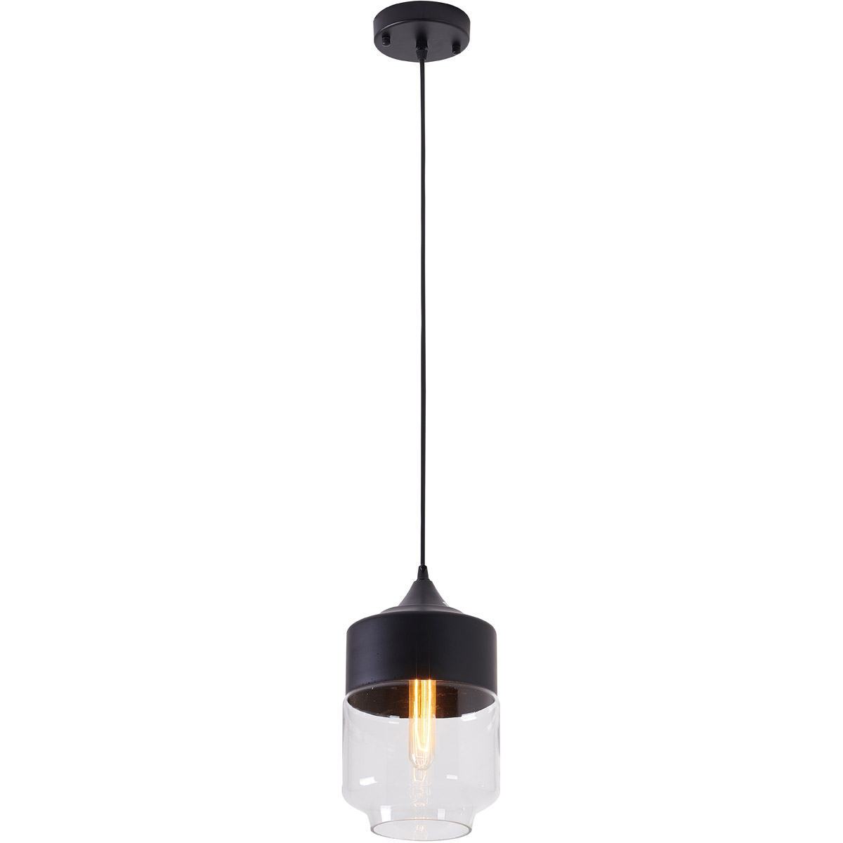 Du Series 1 Light 7 inch Matte Black Pendant Ceiling Light, Black Frame