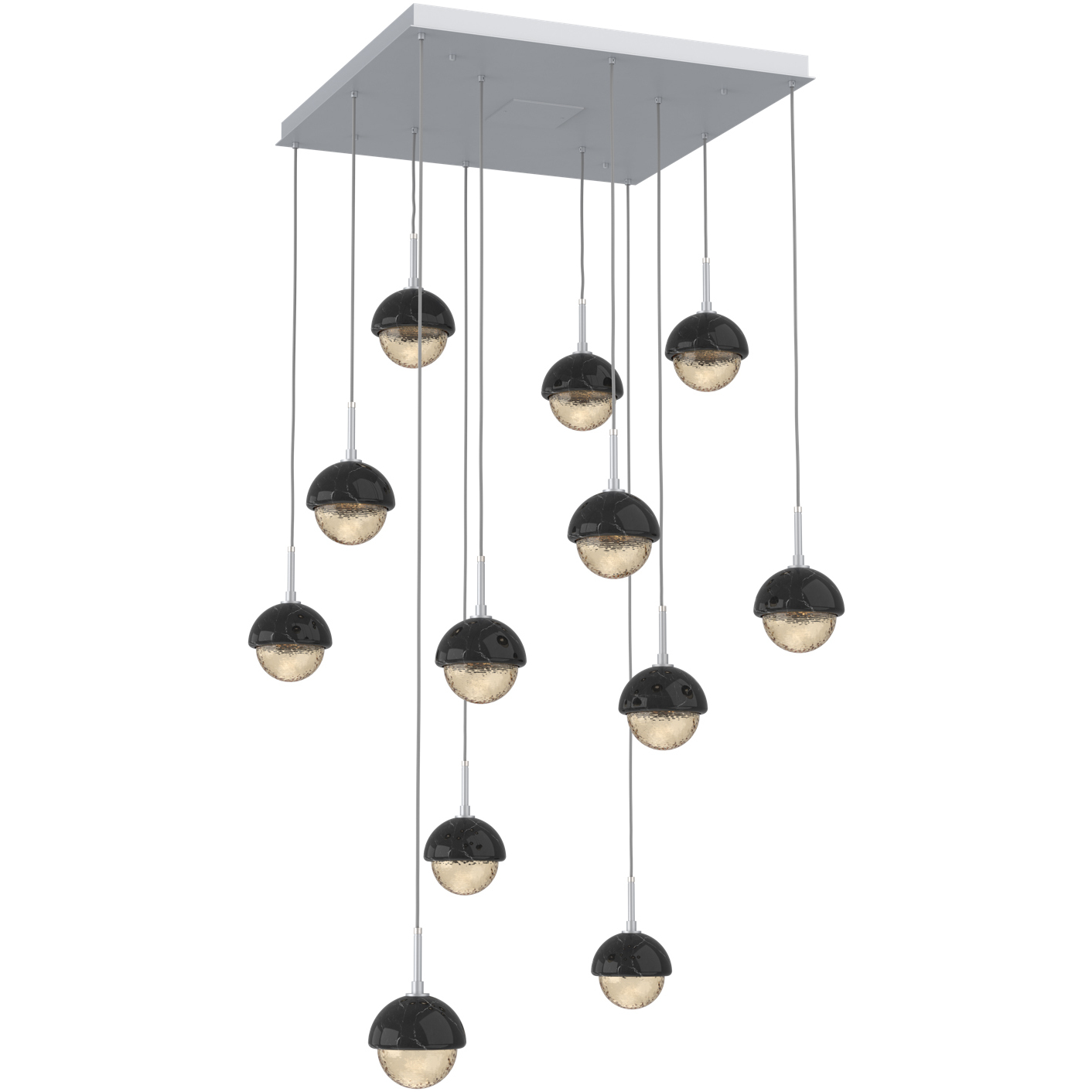 Cabochon LED Classic Silver with Black Marble Pendant Chandelier Ceiling Light in Amber, 2700K LED