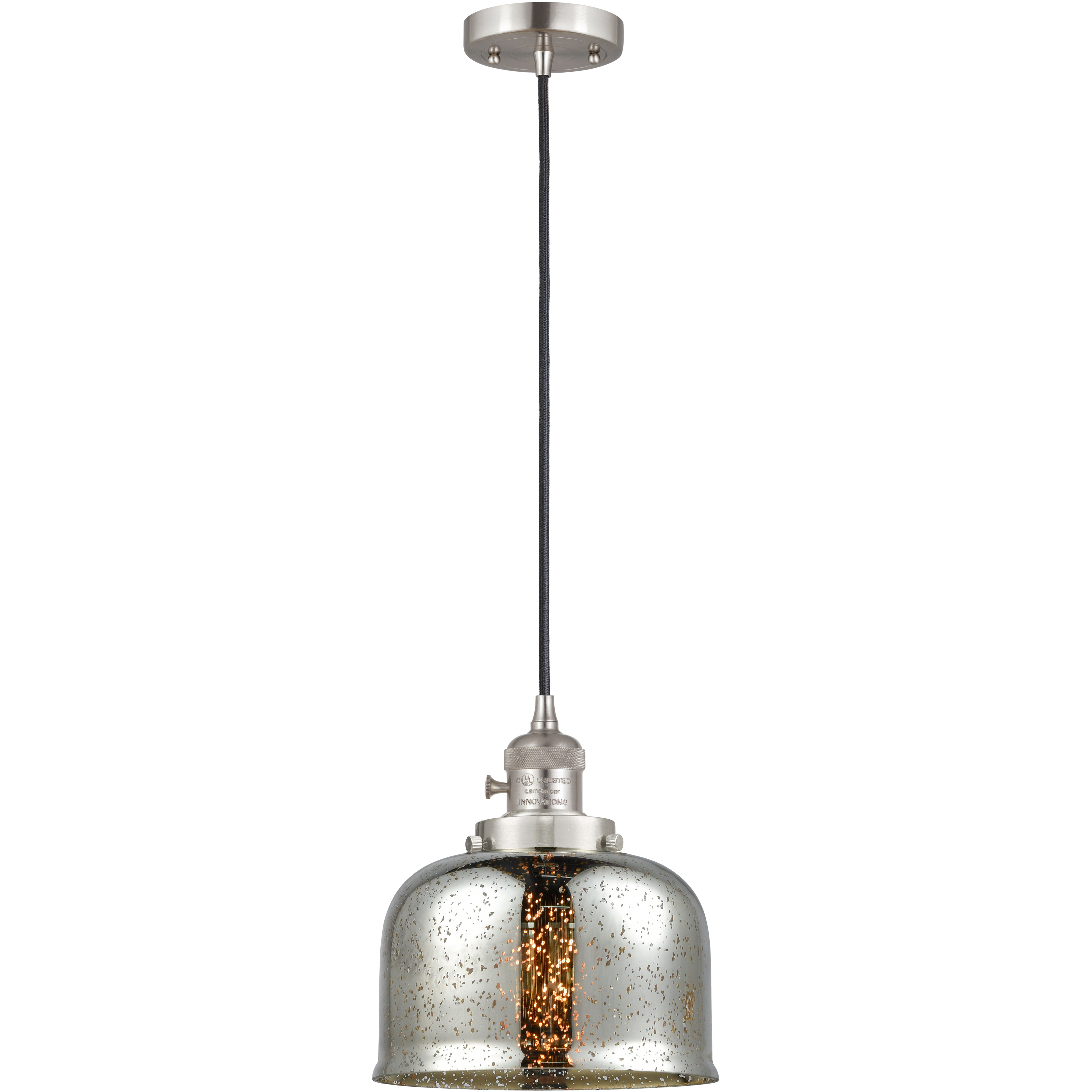 Franklin Restoration Bell 1 Light 8 inch Brushed Satin Nickel Mini Pendant Ceiling Light in Incandescent, Silver Plated Mercury