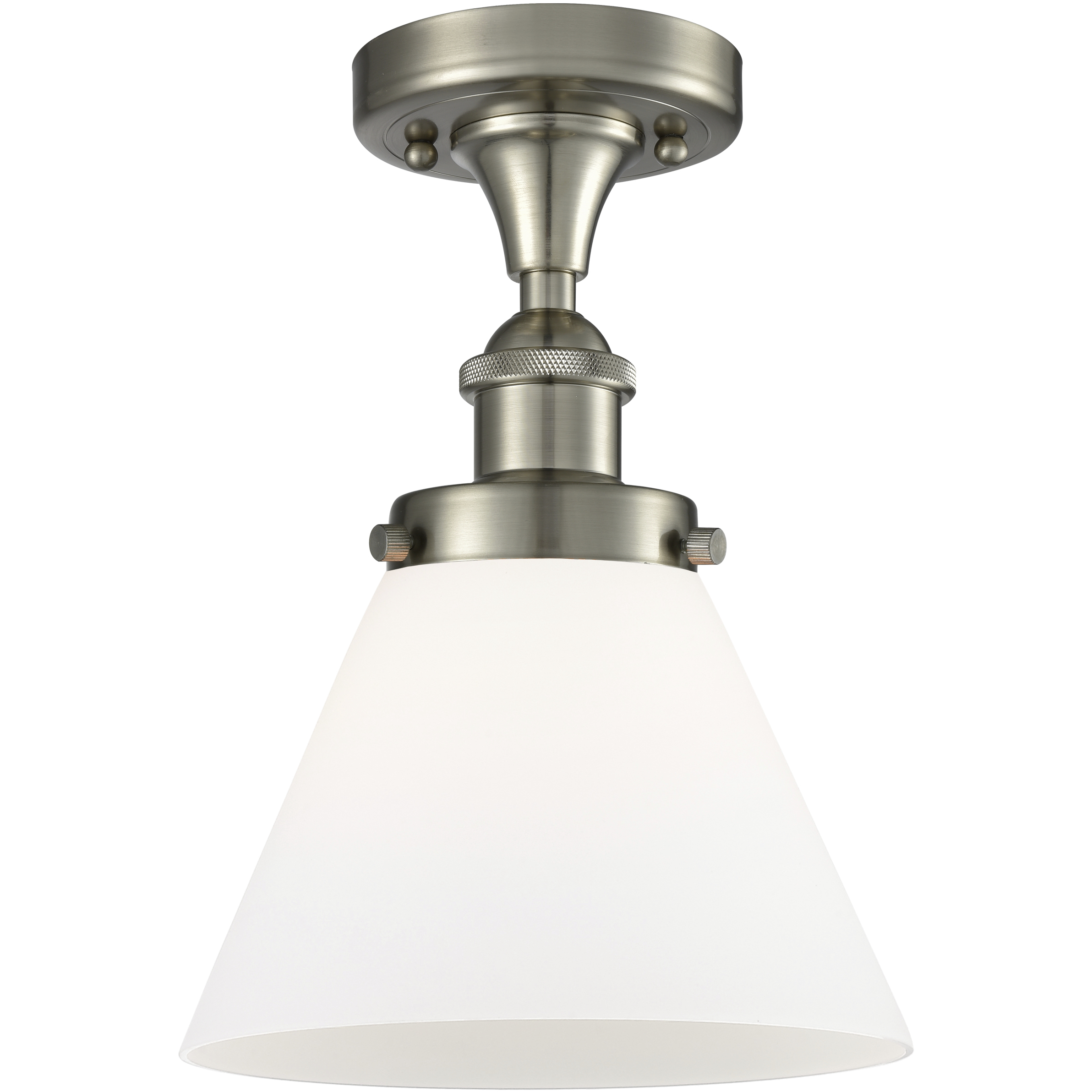 Cone 1 Light 7.75 inch Brushed Satin Nickel Semi-Flush Mount Ceiling Light