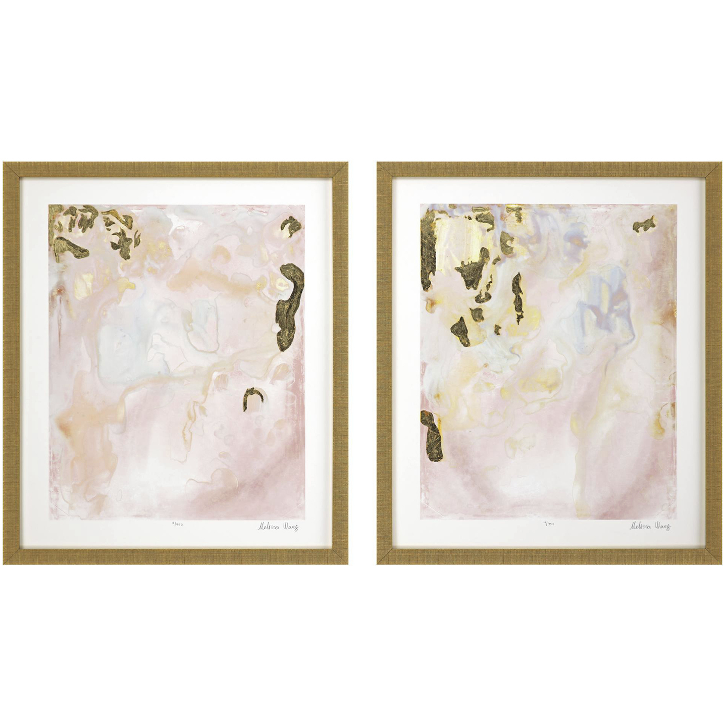 Gold Planet Pink and Metallic Framed Art