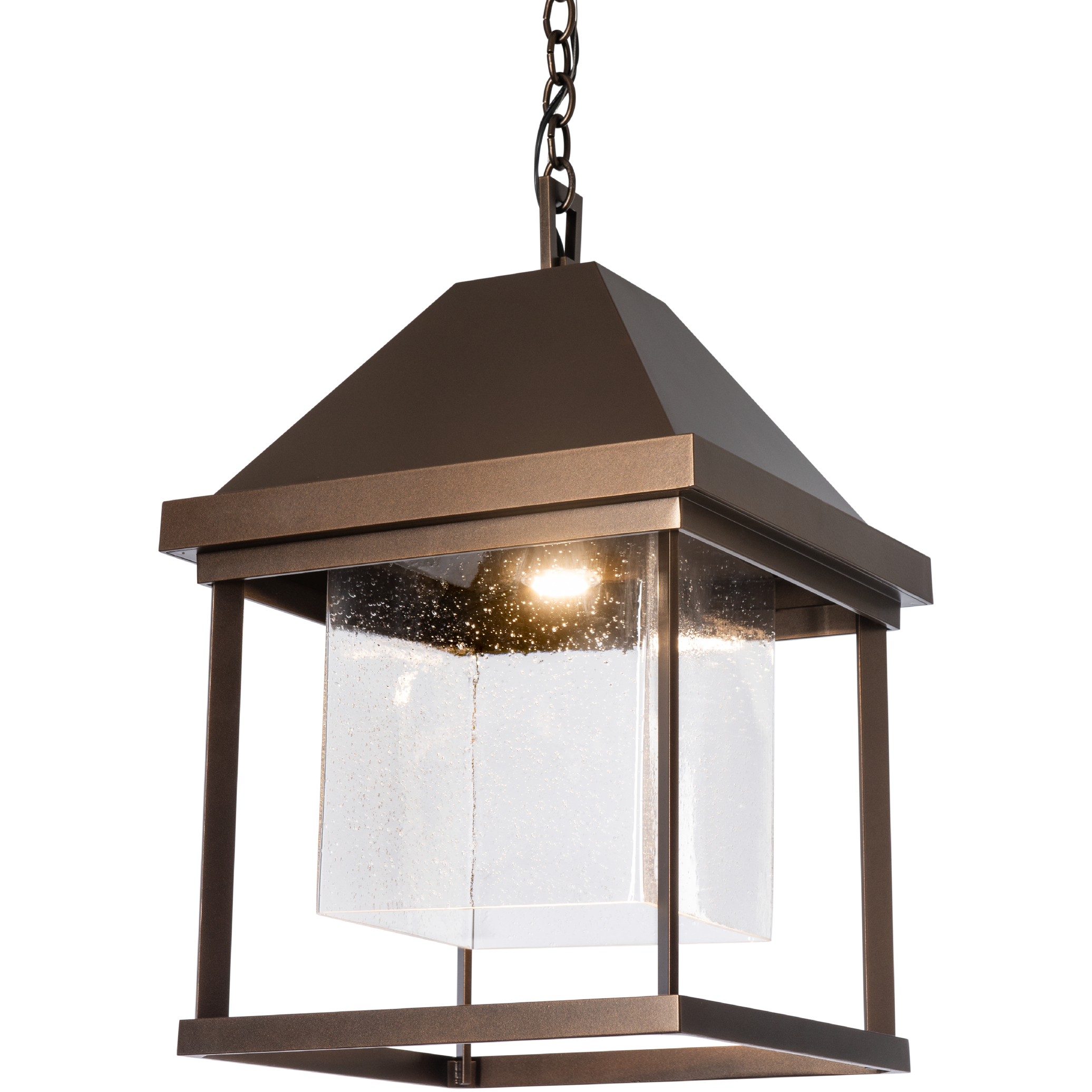 Dorset 1 Light 14.6 inch Coastal Oil Rubbed Bronze Outdoor Hanging Lantern in Seeded Clear