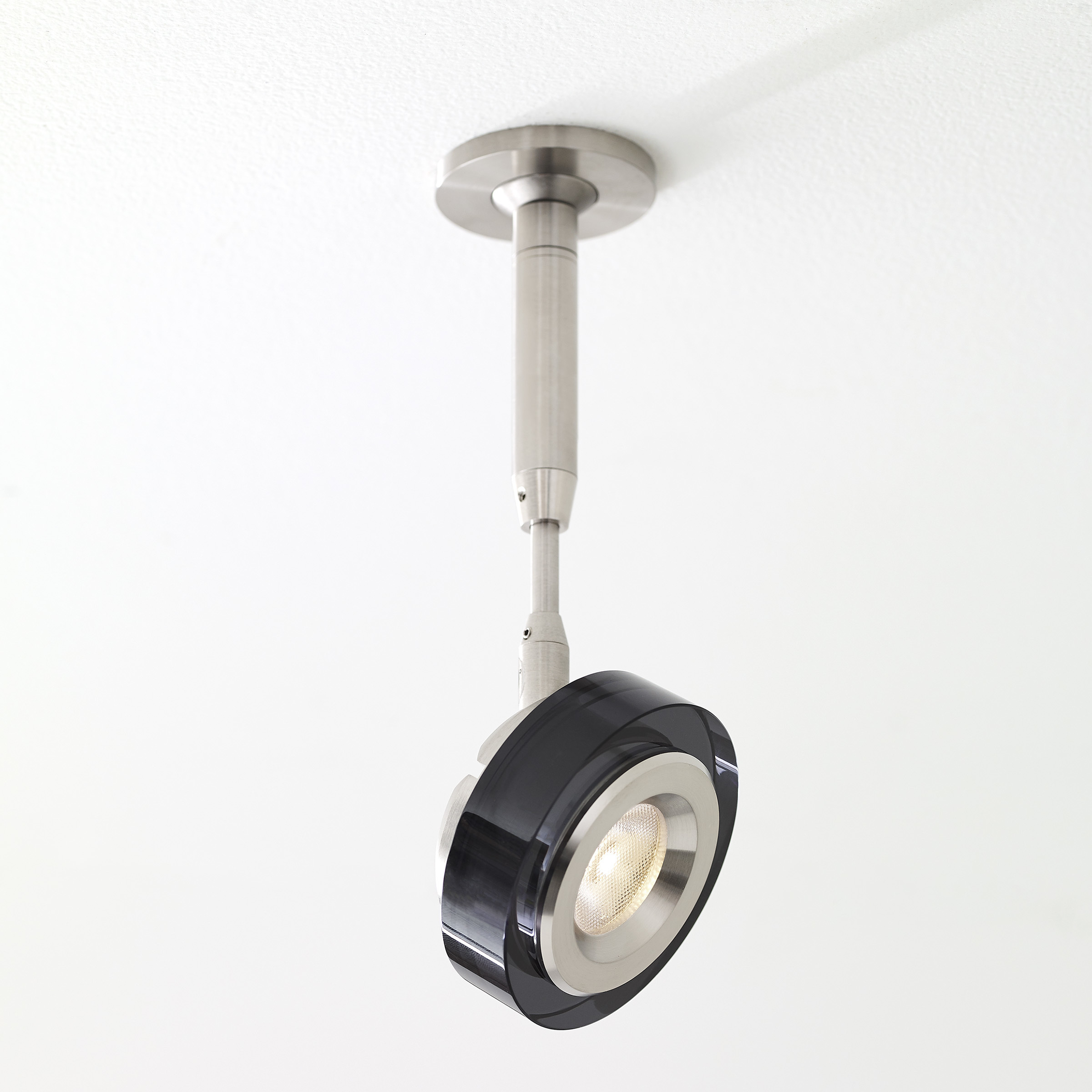 Sean Lavin Brim 1 Light 12 Satin Nickel Low-Voltage Track Head Ceiling Light in FreeJack, Transparent Smoke Glass, LED 90 CRI 3000K, 20 Degree, 5 inch