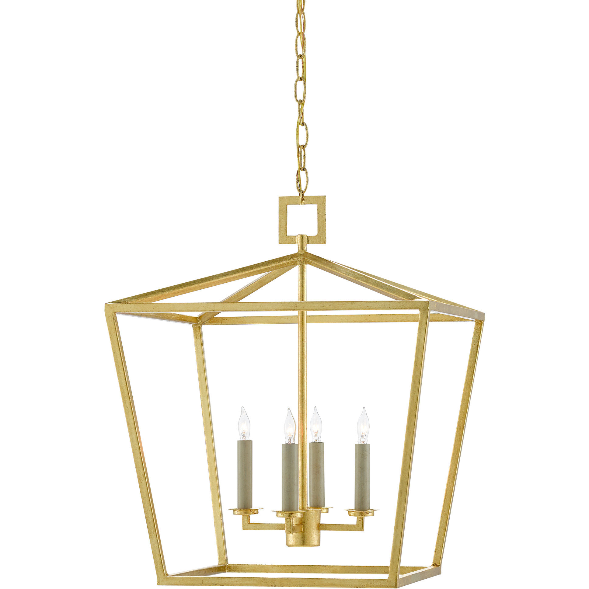 Denison 4 Light 18 inch Contemporary Gold Leaf Lantern Pendant Ceiling Light, Medium