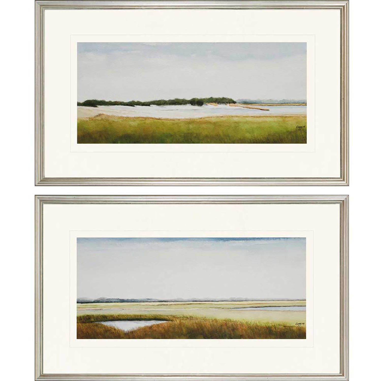 Marshlands 1433 Blue and Green and White and Brown Framed Art