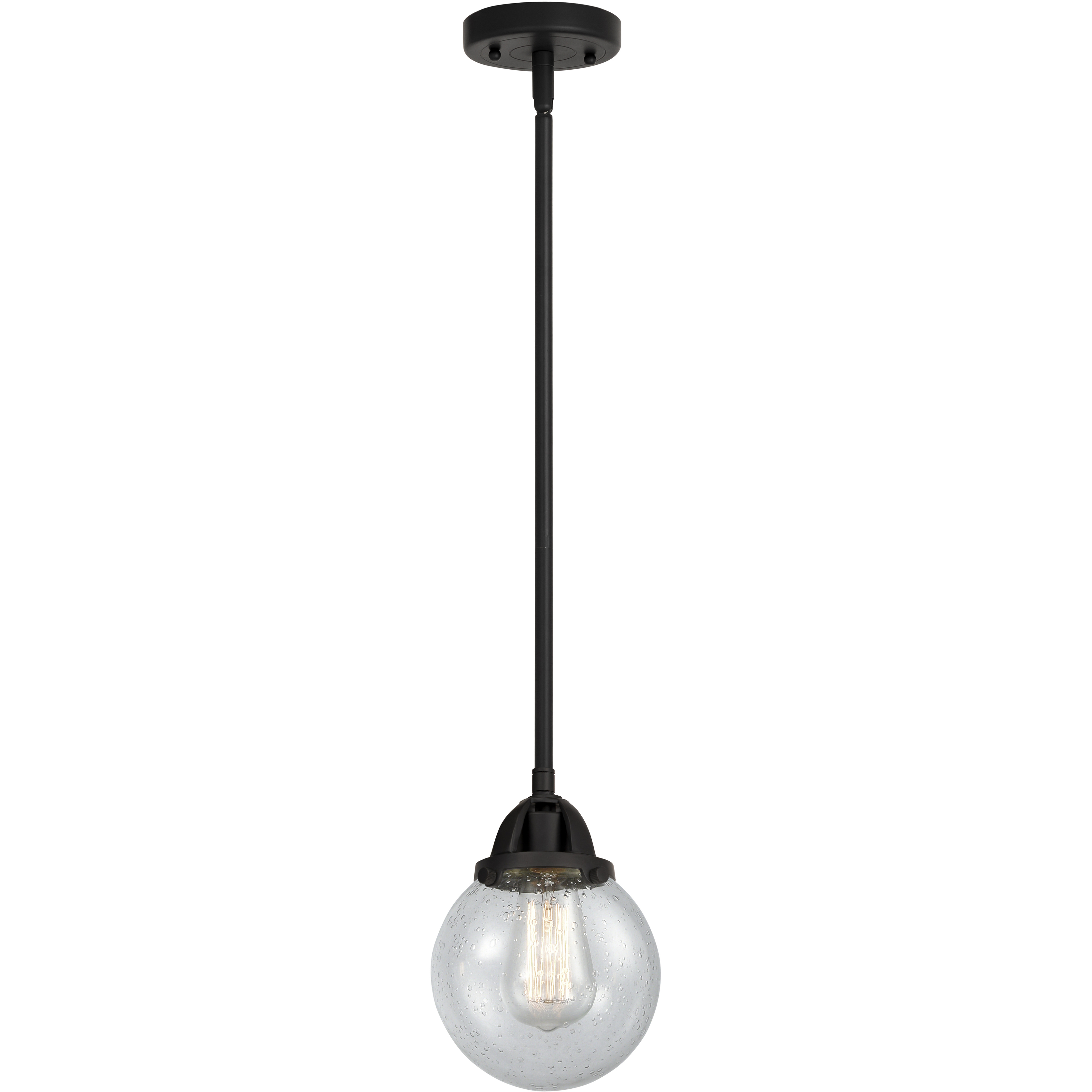 Nouveau 2 Beacon 1 Light 6 inch Matte Black Mini Pendant Ceiling Light in Incandescent, Seedy