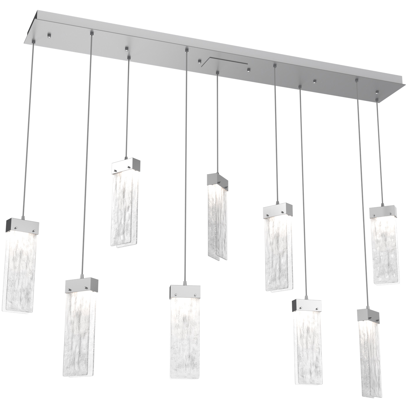 Parallel LED Classic Silver Linear Pendant Ceiling Light in Clear Granite, 2700K LED, Multi-Port