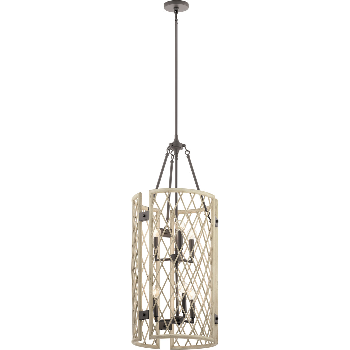 Oana 6 Light 15.75 inch White Washed Wood Chandelier Foyer Ceiling Light