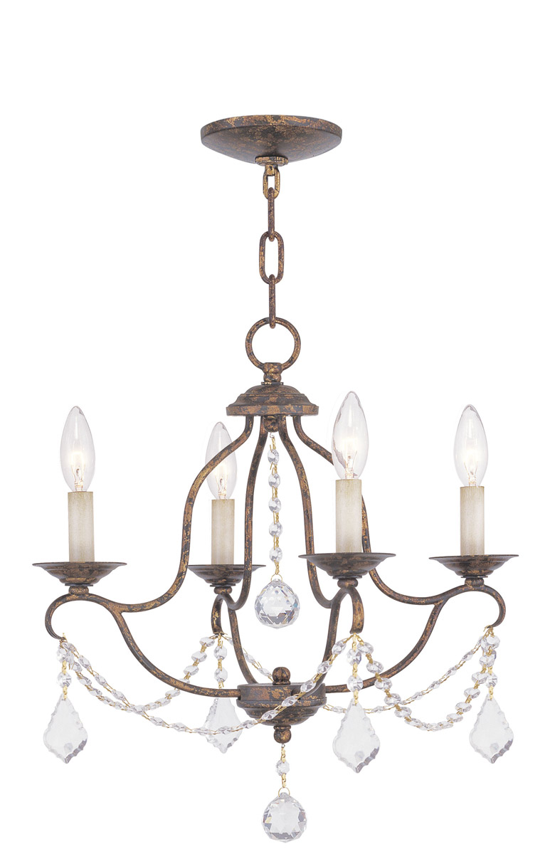 Chesterfield 4 Light 18 inch Hand Applied Venetian Golden Bronze Mini Chandelier Ceiling Light