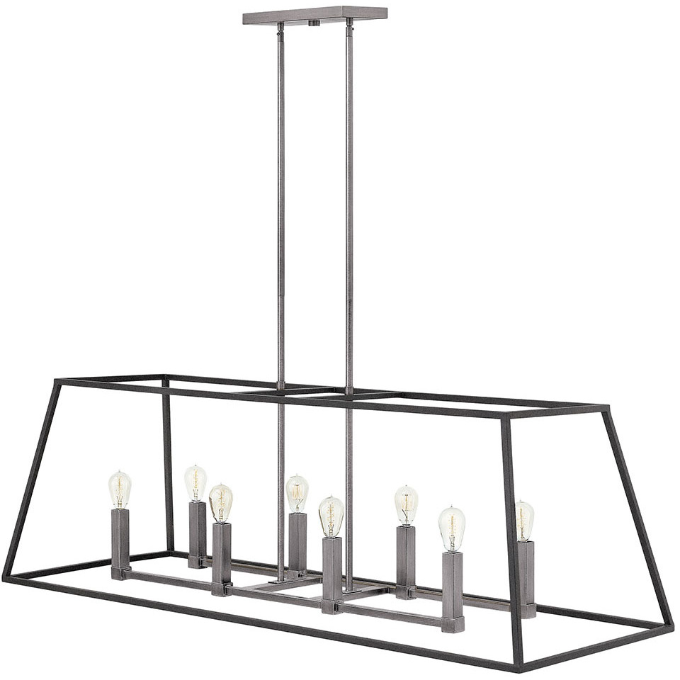Fulton 8 Light 48 inch Aged Zinc with Antique Nickel Indoor Linear Foyer Light Ceiling Light
