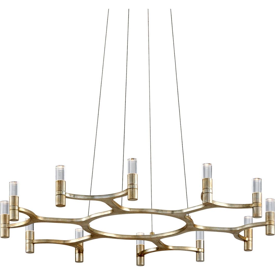 Nexus 12 Light 38 inch Warm Silver Leaf Chandelier Ceiling Light