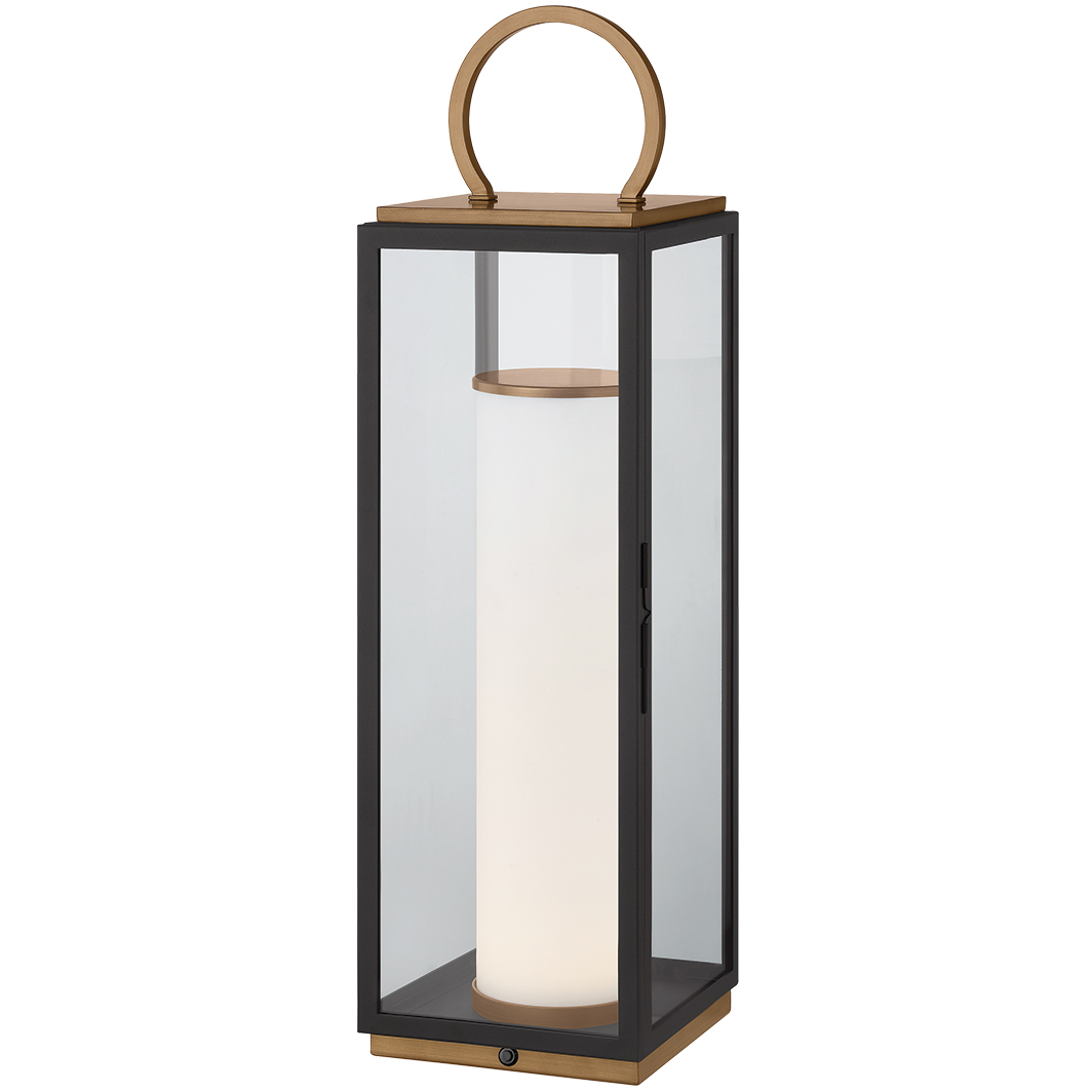 Gareth 29 inch 3 watt Patina Brass/Textured Black Outdoor Rechargeable Table Lamp