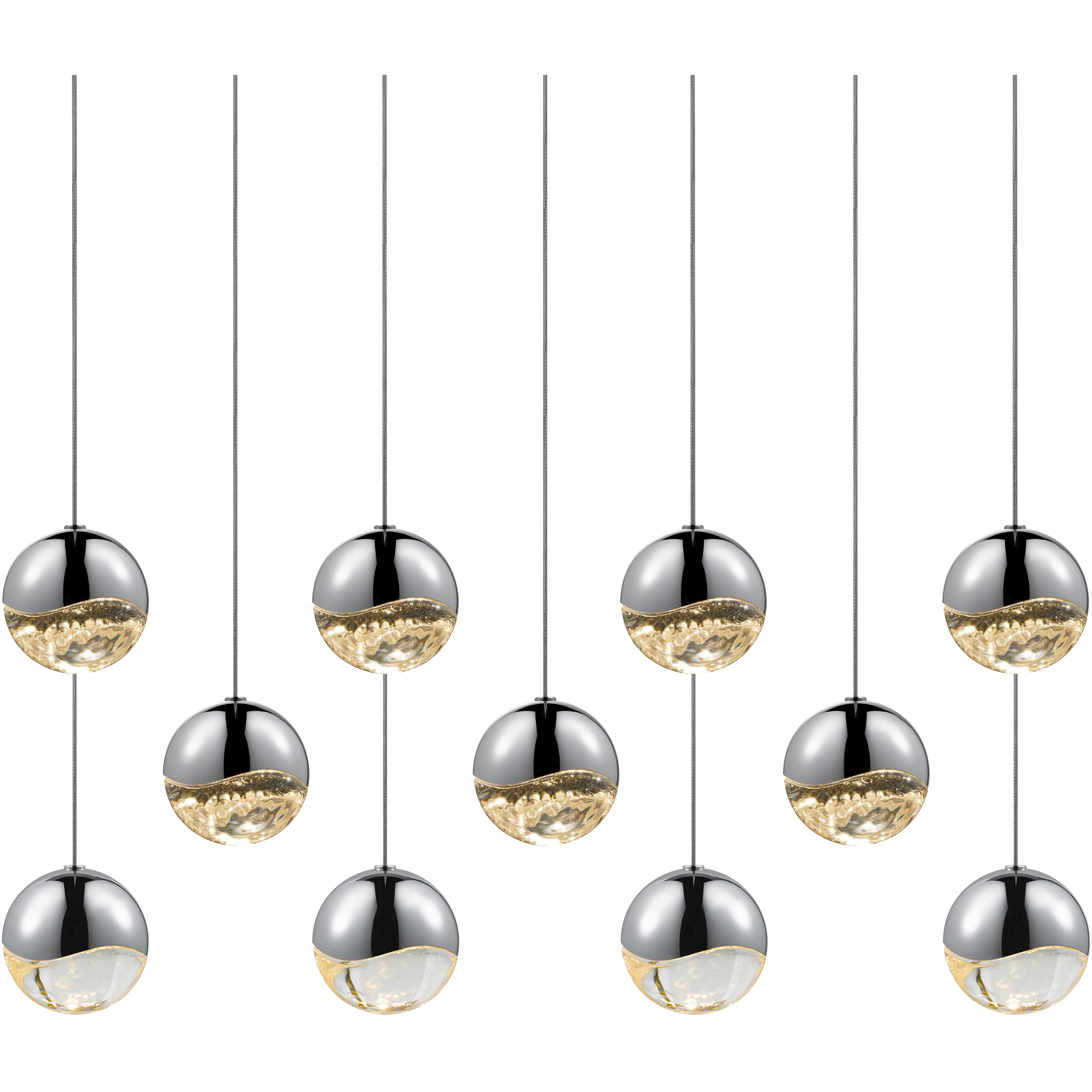 Grapes LED 37 inch Polished Chrome Cluster Pendant Ceiling Light in Medium