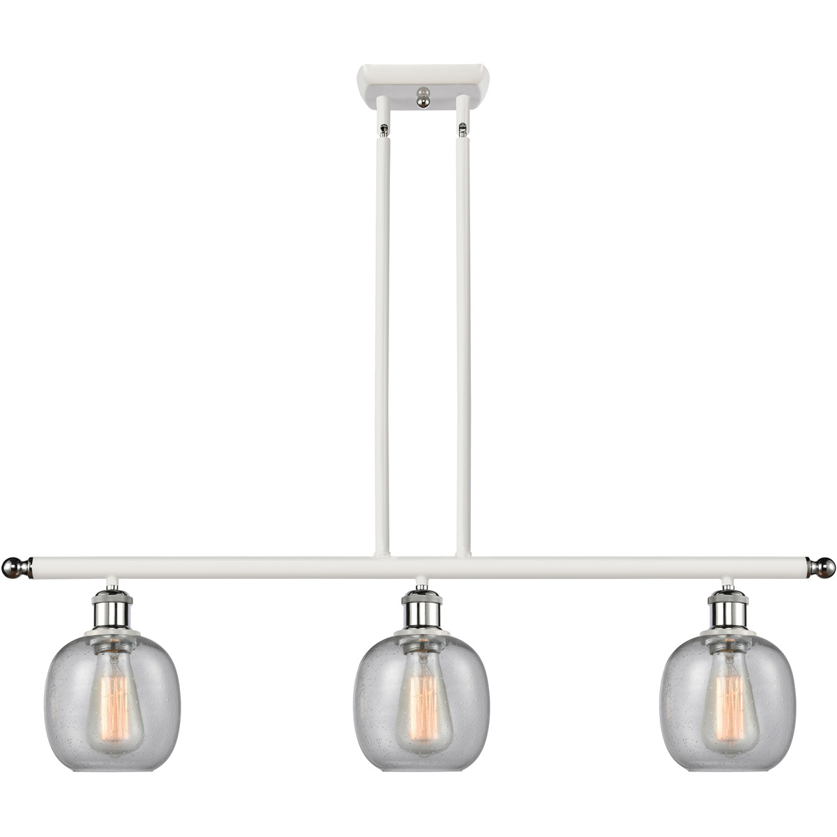 Ballston Belfast LED 36 inch White and Polished Chrome Island Light Ceiling Light in Seedy Glass, Ballston