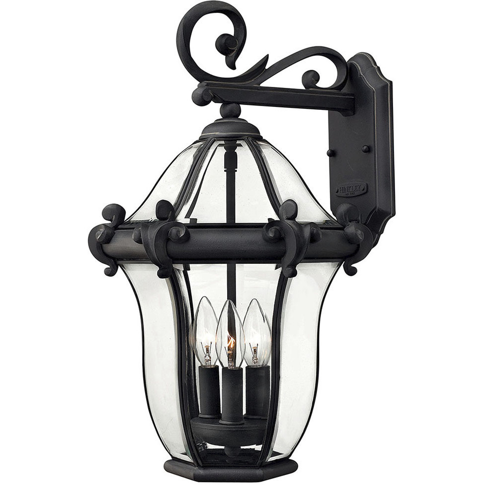 Estate Series San Clemente Outdoor Wall Mount Lantern in Museum Black, Medium