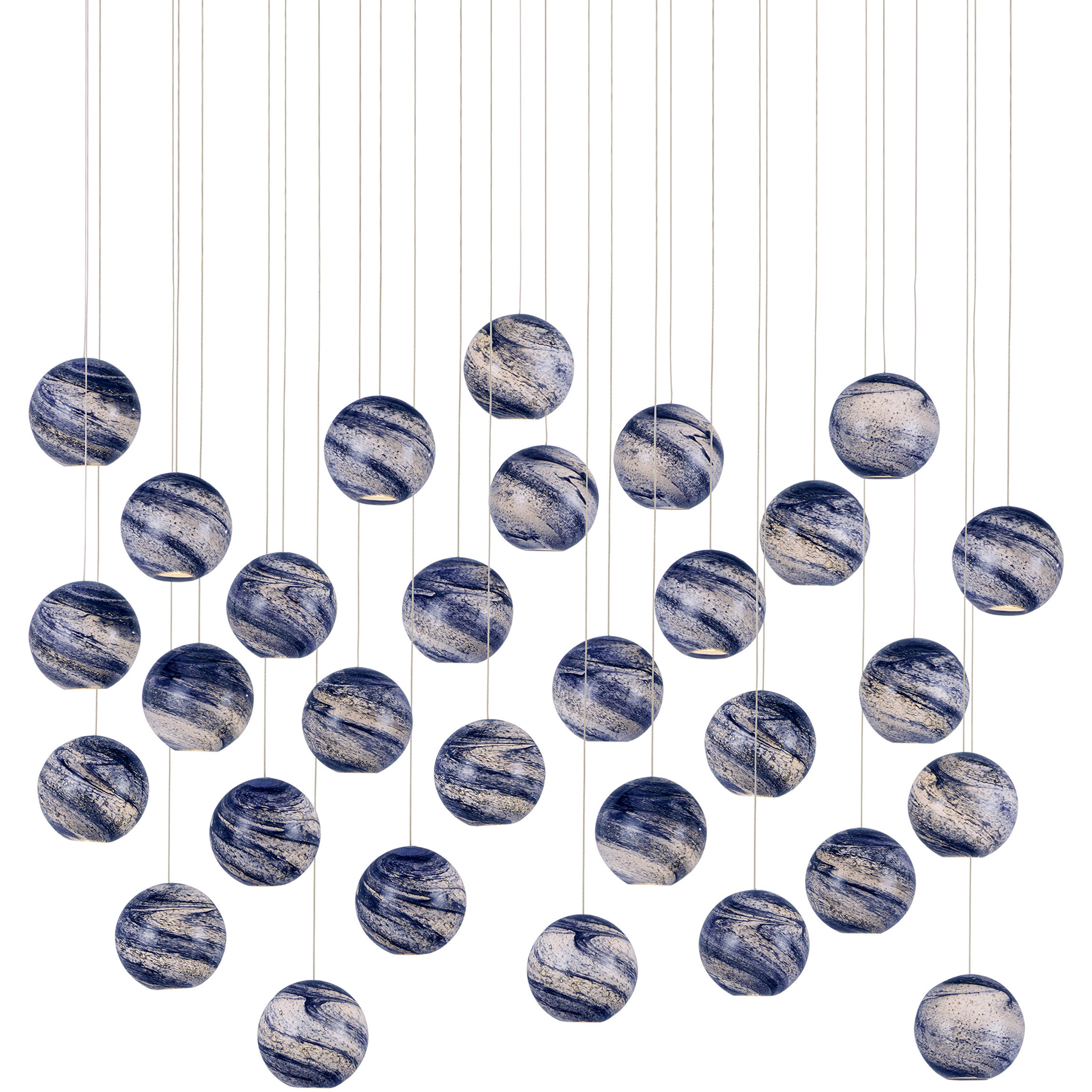 Palatino 30 Light 54 inch Silver Multi-Drop Pendant Ceiling Light