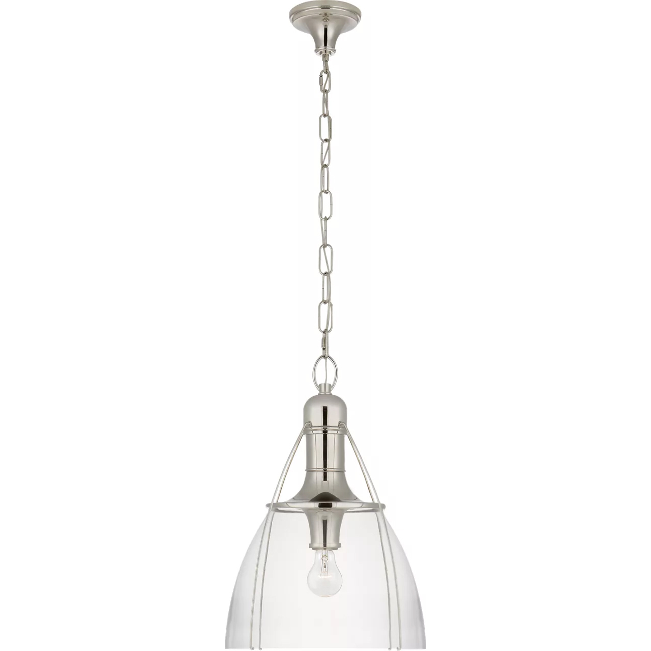 Chapman & Myers Prestwick 1 Light 18 inch Polished Nickel Pendant Ceiling Light in Clear Glass