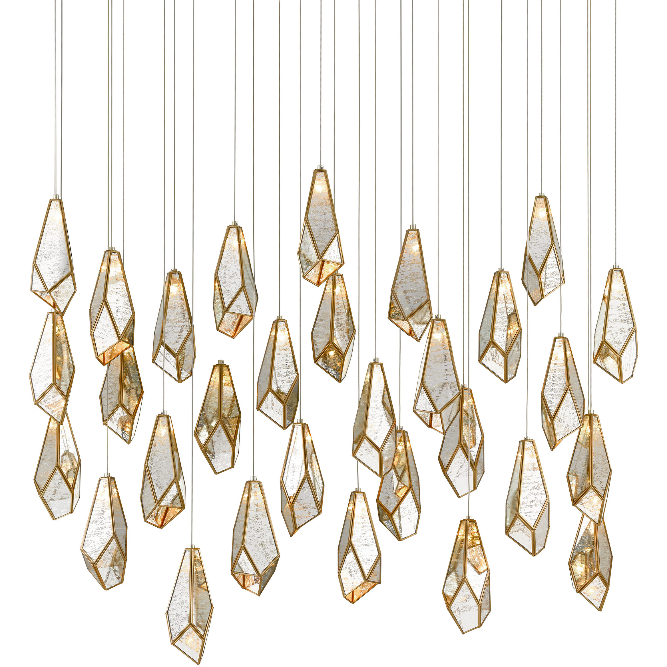 Glace 30 Light 54 inch Silver Multi-Drop Pendant Ceiling Light