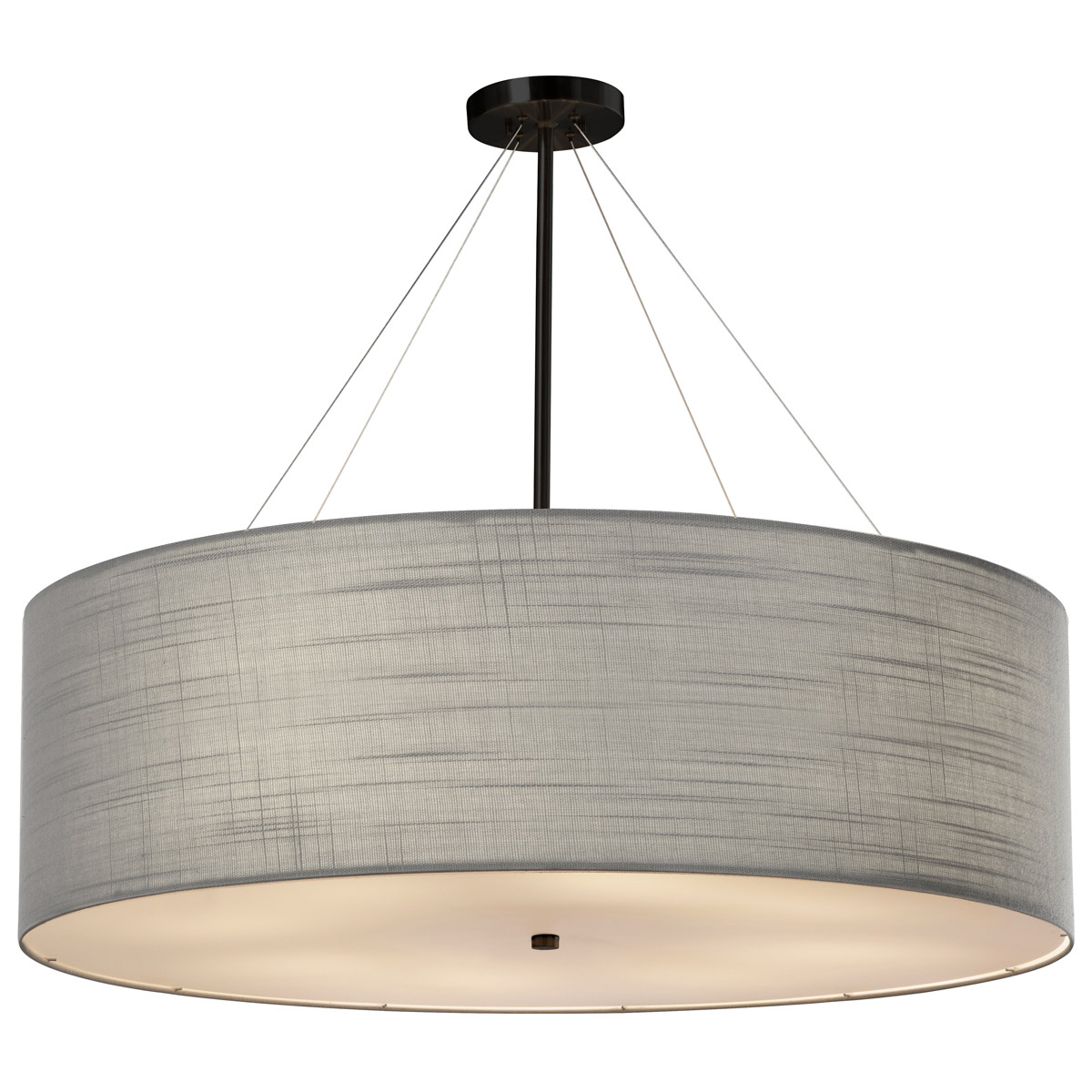 Textile LED 36 inch Matte Black Pendant Ceiling Light, Drum