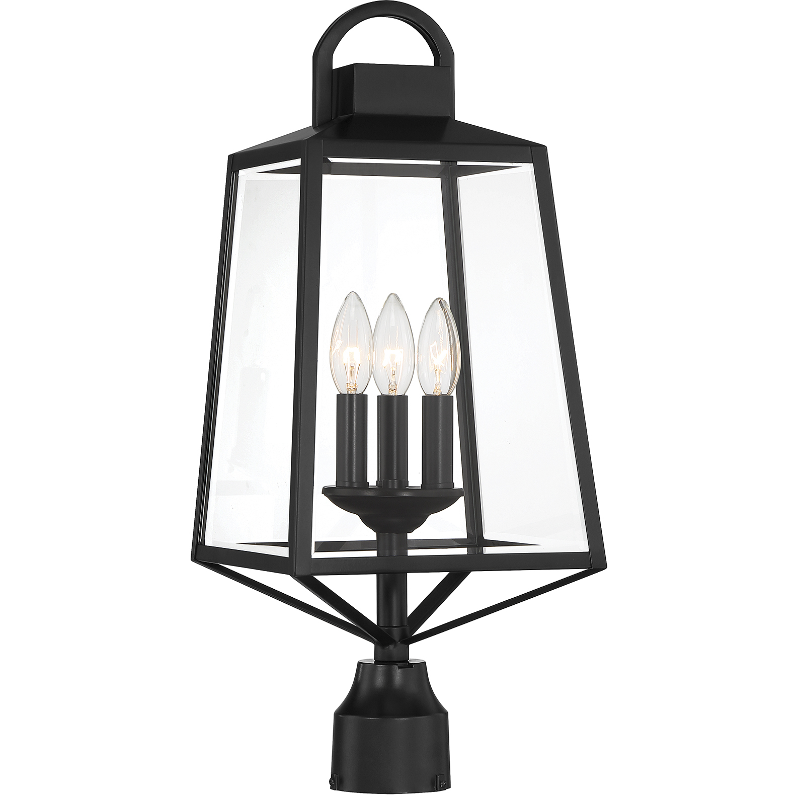 Inglewood 3 Light 22.25 inch Black Outdoor Post Lantern, Lighting One (Open)
