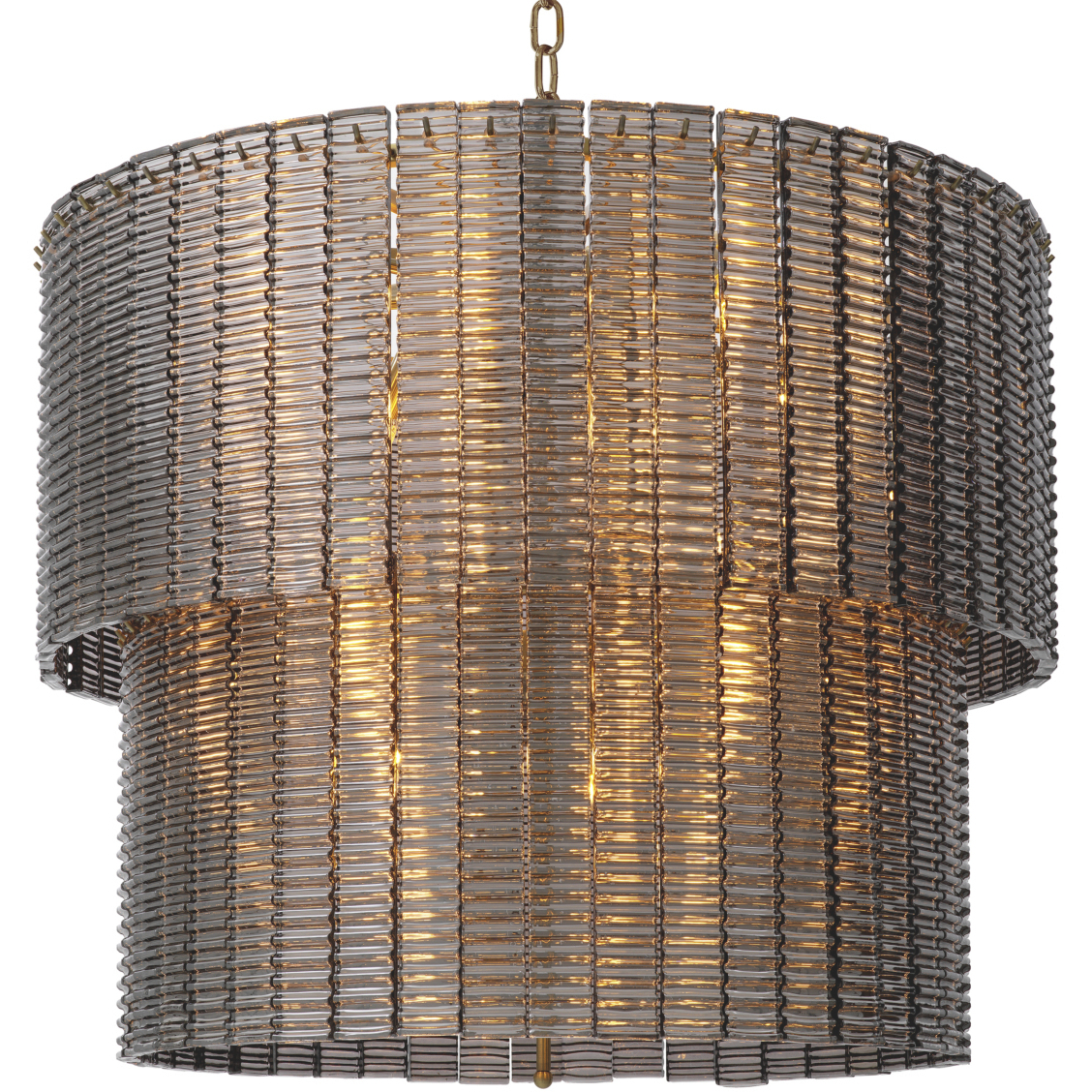 Imperial 21 Light 36.81 inch Brushed Brass and Smoke Glass Chandelier Ceiling Light