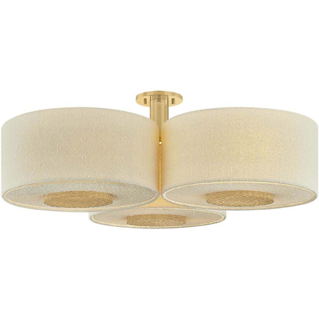 Miller 9 Light 40 inch Aged Brass Flush Mount Ceiling Light