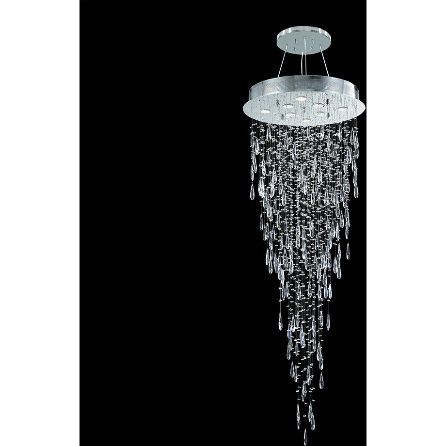 Crystal Rain 8 Light Silver Chandelier Ceiling Light