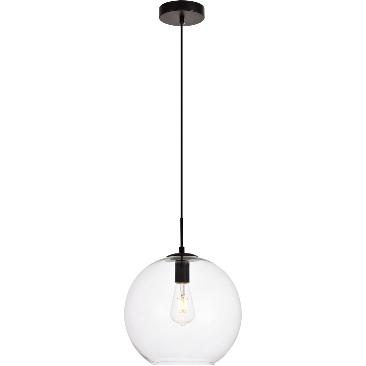 Placido 1 Light 11.8 inch Black and Clear Pendant Ceiling Light