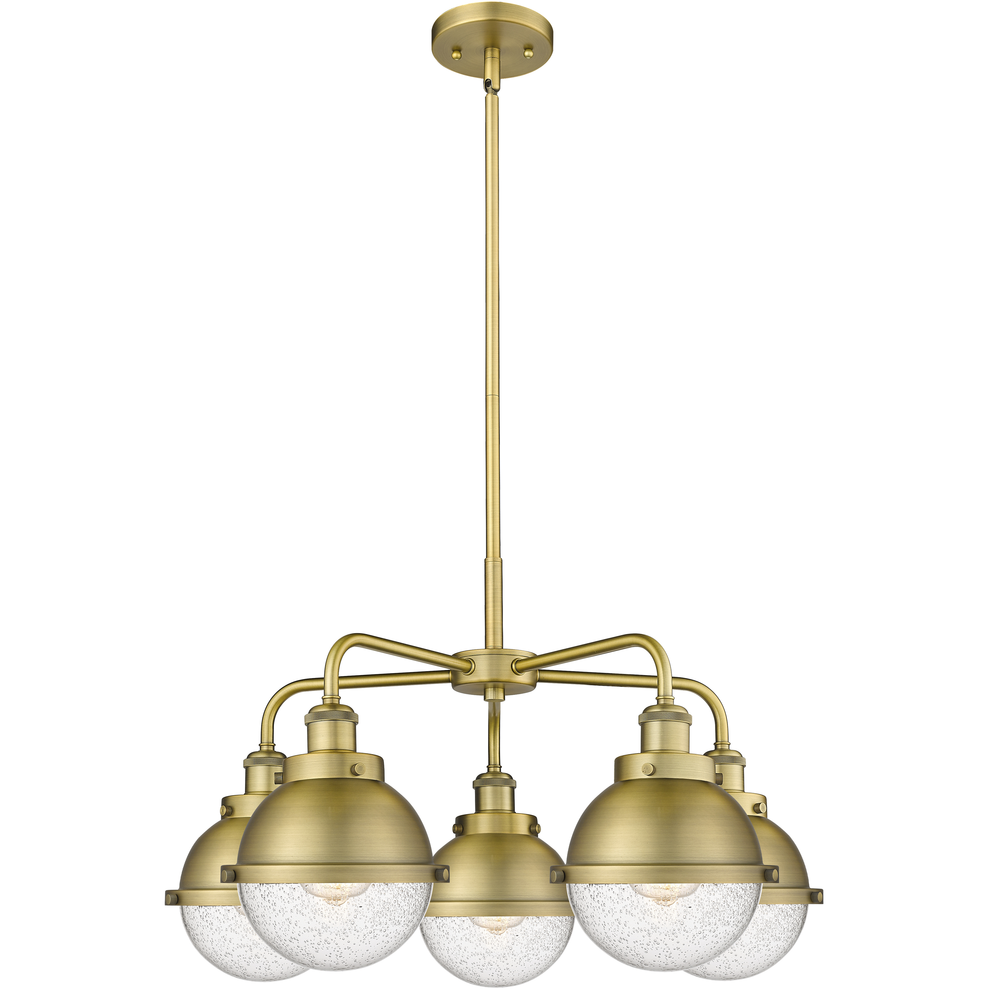 Ballston Urban 5 Light 24.5 inch Brushed Brass Chandelier Ceiling Light in Seedy Glass