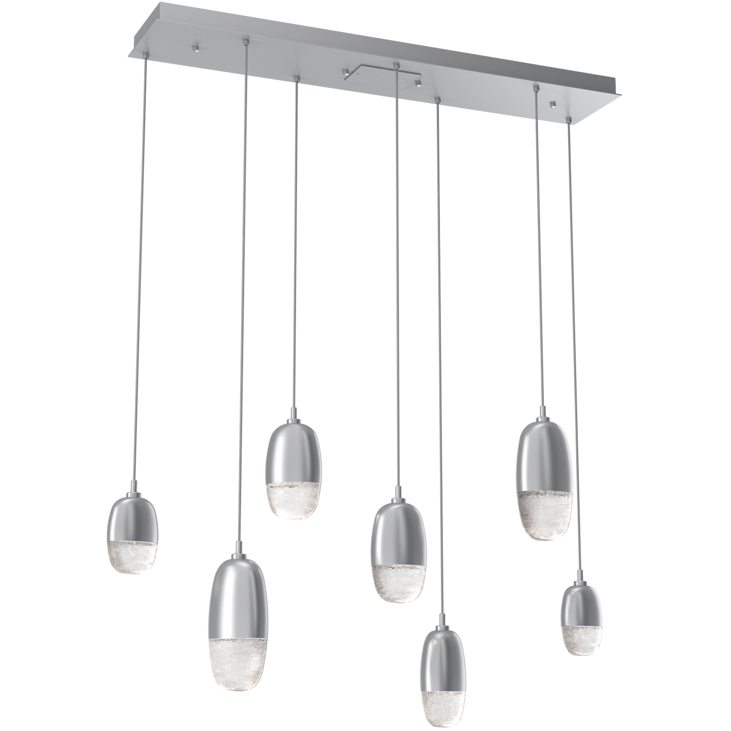 Pebble LED Classic Silver Linear Pendant Ceiling Light in 2700K LED, Multiport