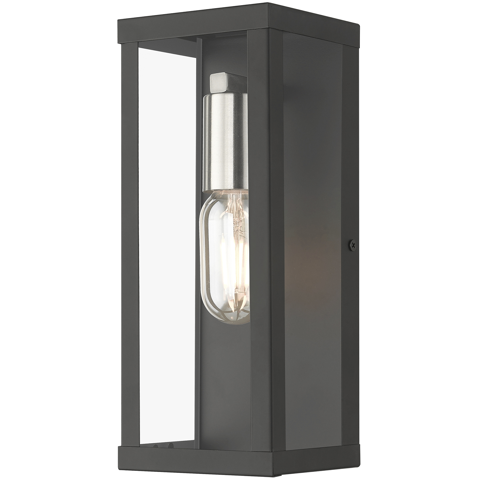 Gaffney 1 Light 11 inch Black with Brushed Nickel Finish Accents Outdoor ADA Medium Wall Lantern in Black with Brushed Nickel Accent, Medium