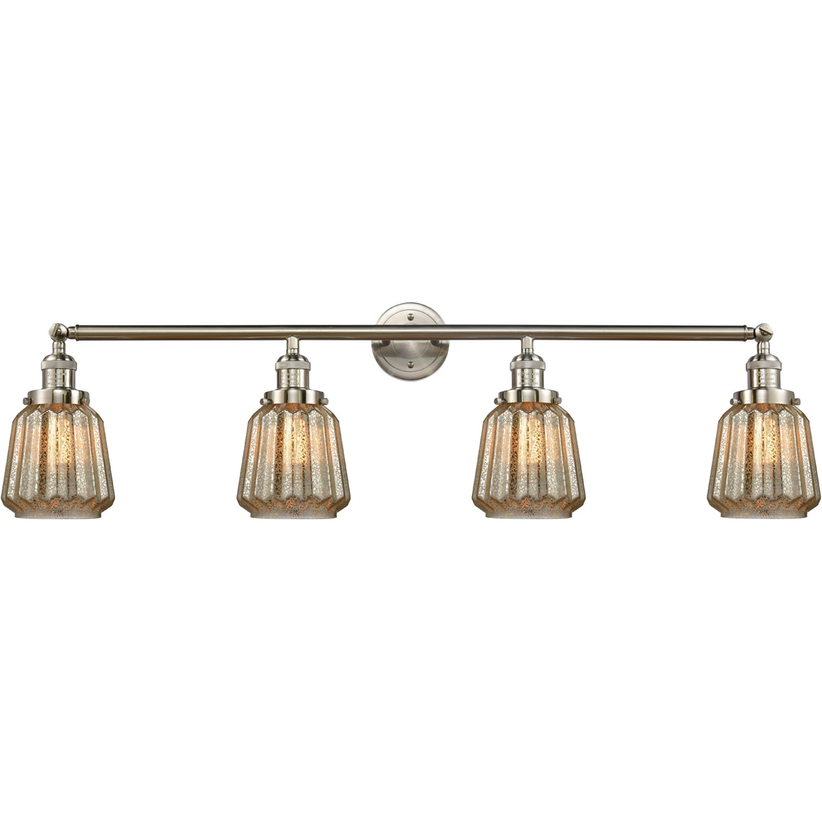 Franklin Restoration Chatham LED 42 inch Brushed Satin Nickel Bath Vanity Light Wall Light in Mercury Glass, Franklin Restoration