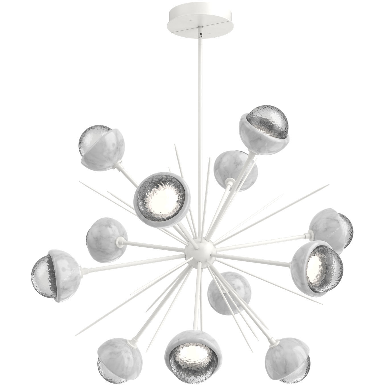 Cabochon LED 41 inch Salt White with White Marble Chandelier Ceiling Light in 3000K LED, Clear, Startburst