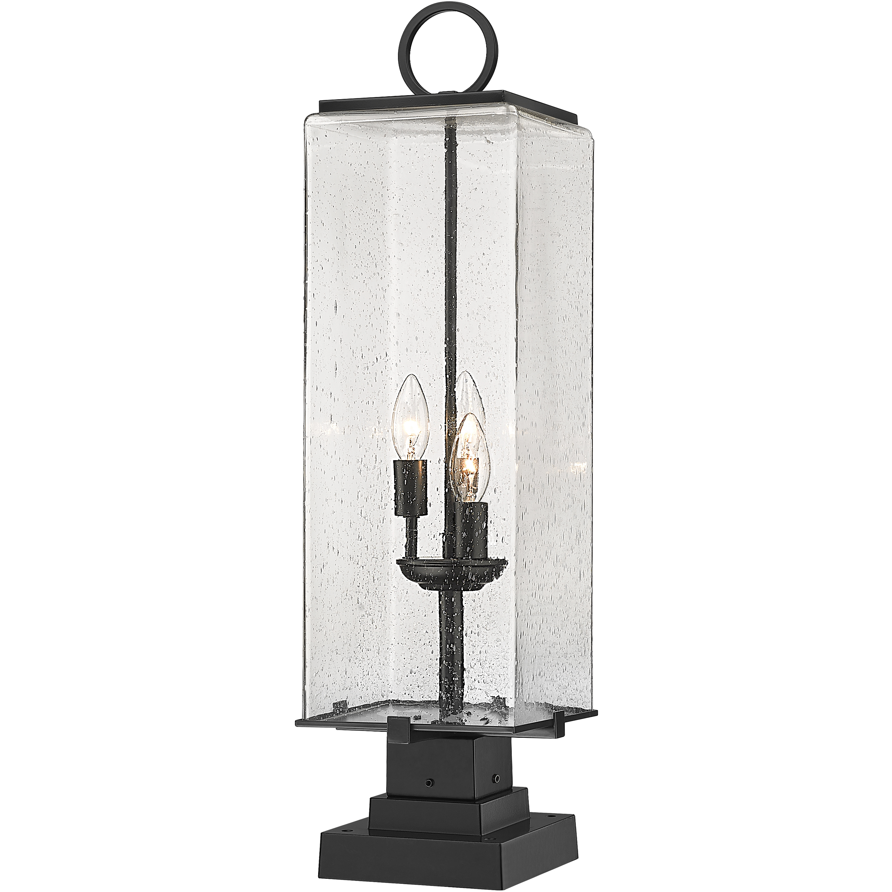 Sana 3 Light 28.75 inch Black Outdoor Pier Mounted Fixture in Seedy Glass