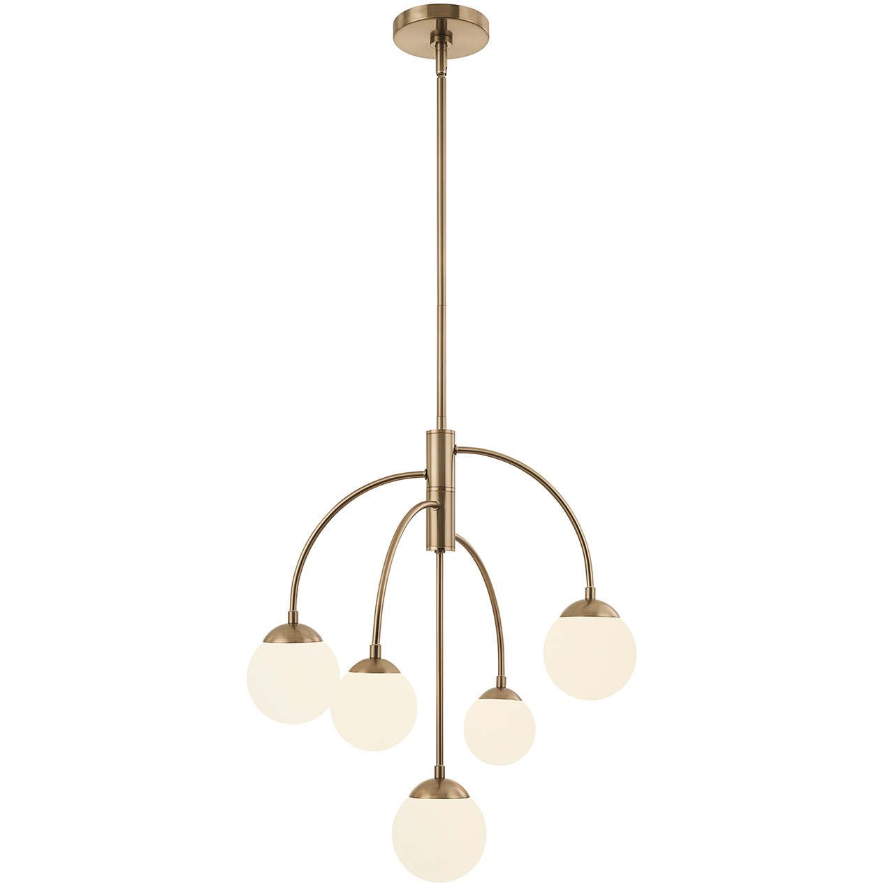 Fusion Collection - Noho Family 5 Light 20 inch Brushed Brass and Etched Opal Chandelier Ceiling Light in 20" D x 20" W x 23.5" H, EVOLV