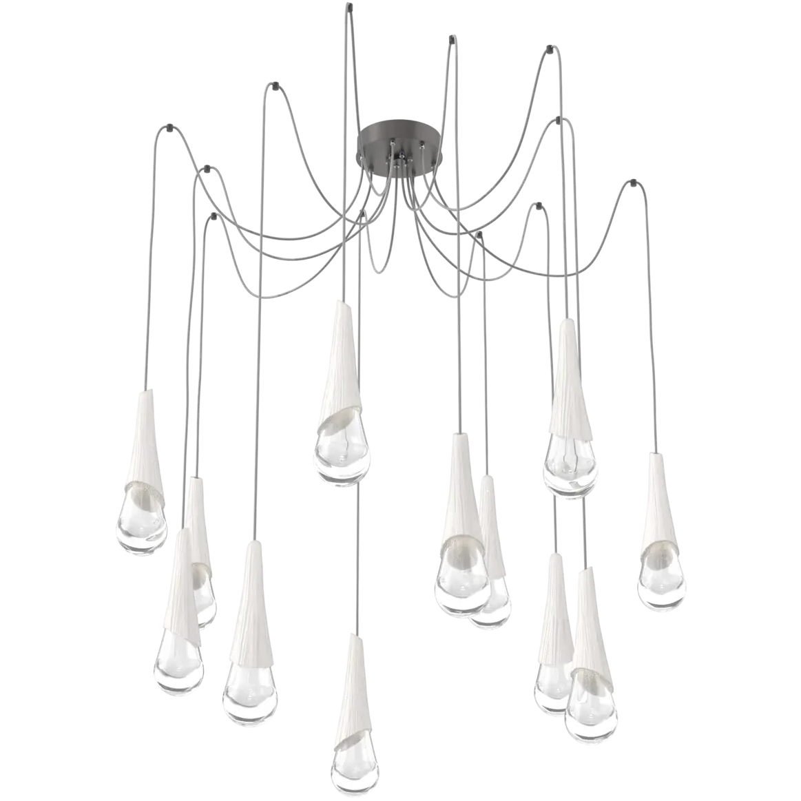 Hailstone LED 13.6 inch Graphite with Chalk Swag Multi-Pendant Ceiling Light