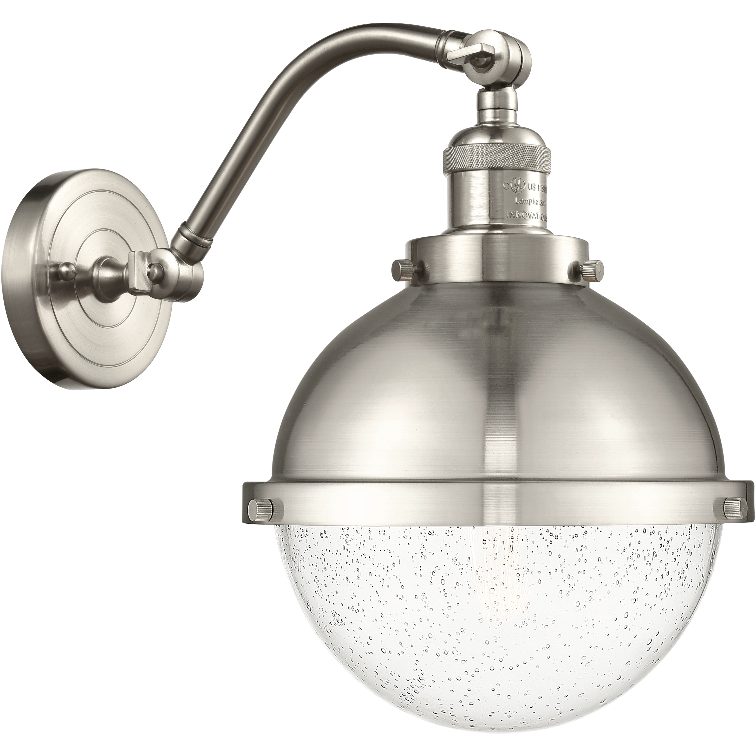 Franklin Restoration Hampden 1 Light 9 inch Brushed Satin Nickel Sconce Wall Light in Seedy Glass