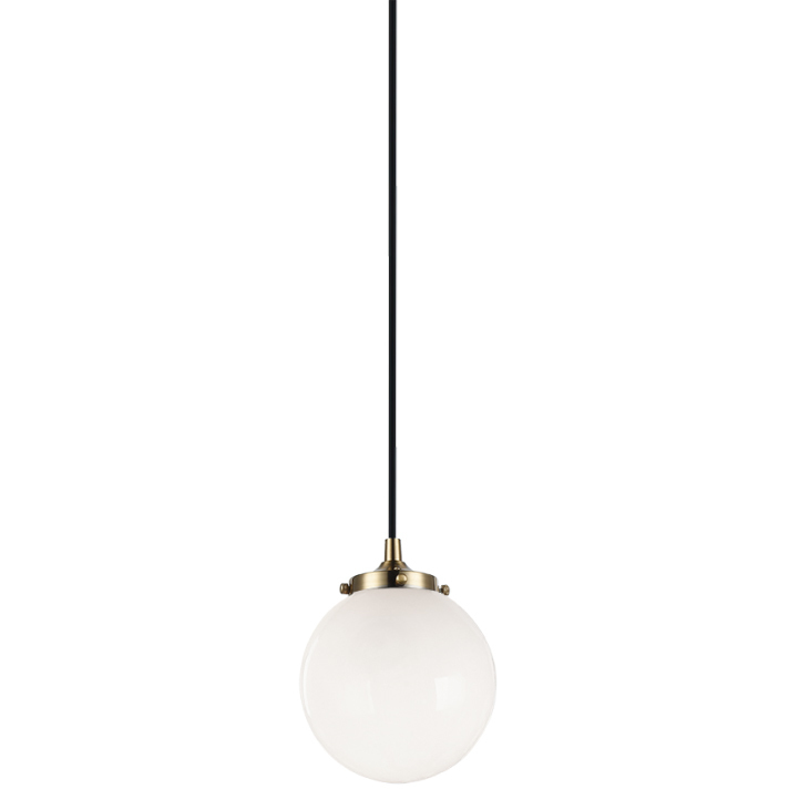The Bougie 1 Light 5.88 inch Aged Gold Brass Pendant Ceiling Light in Aged Gold Brass and Opal Glass