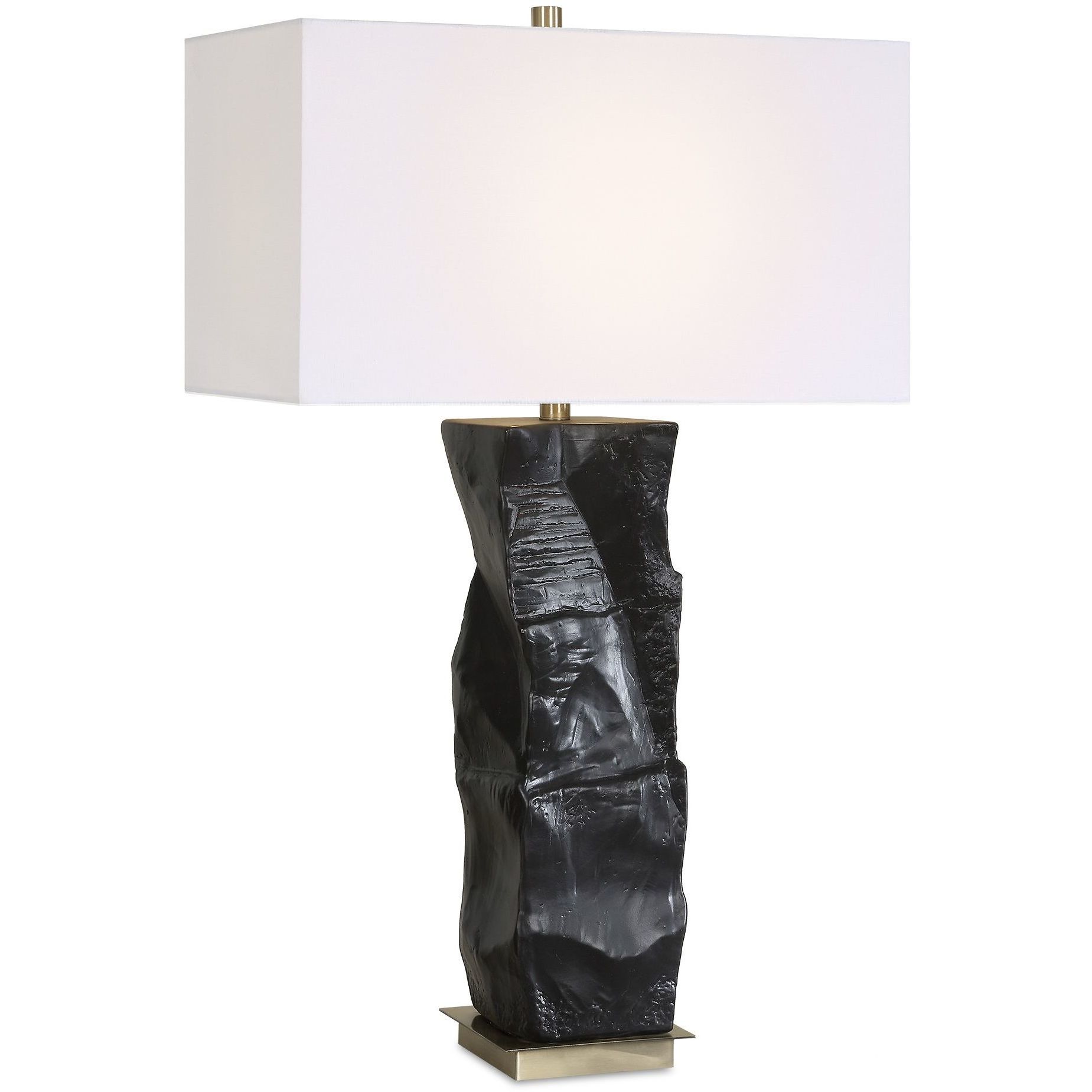 Altaria 33 inch 150 watt Satin Black and Brass Table Lamp Portable Light