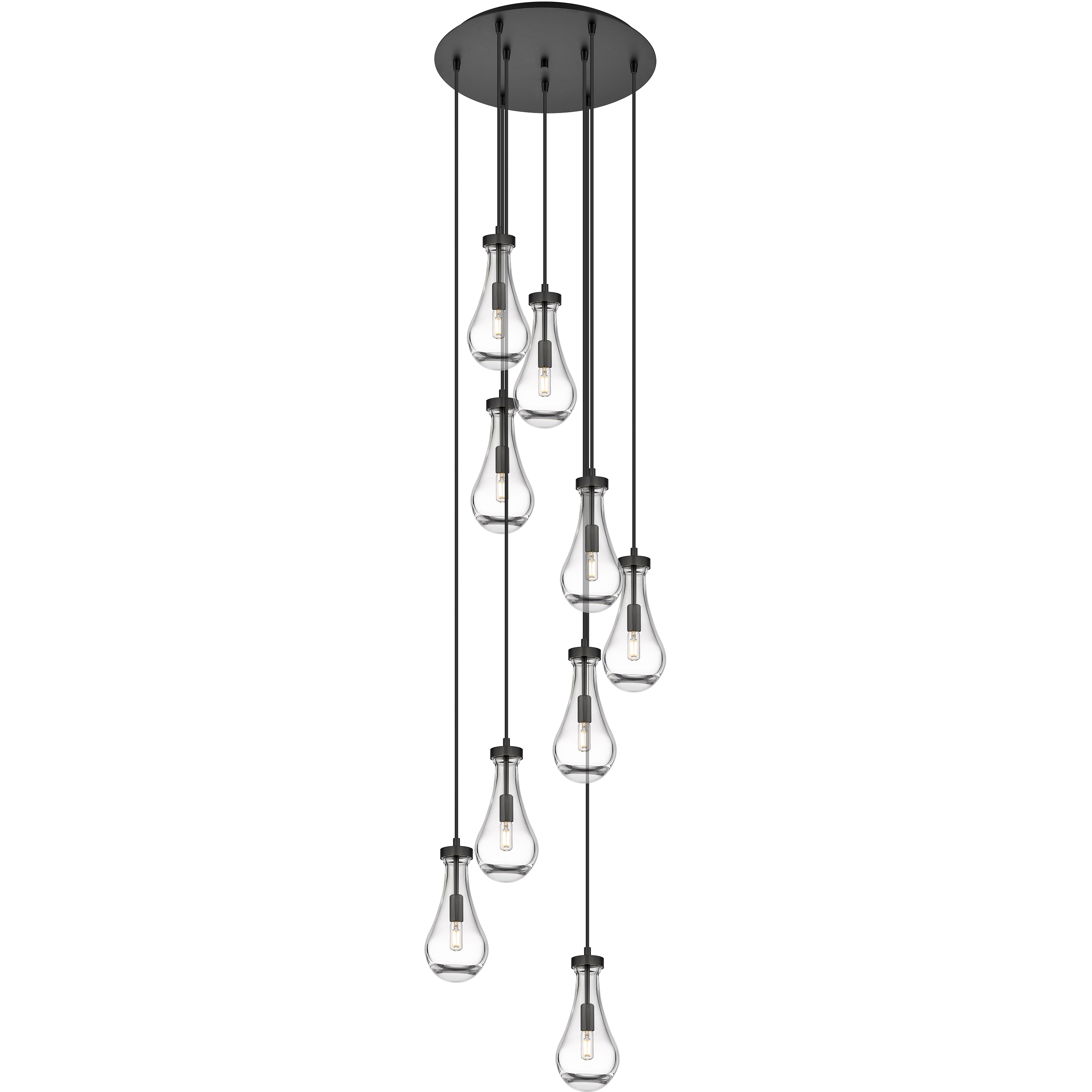 Owego 9 Light 19.25 inch Matte Black Multi Pendant Ceiling Light in Clear Glass