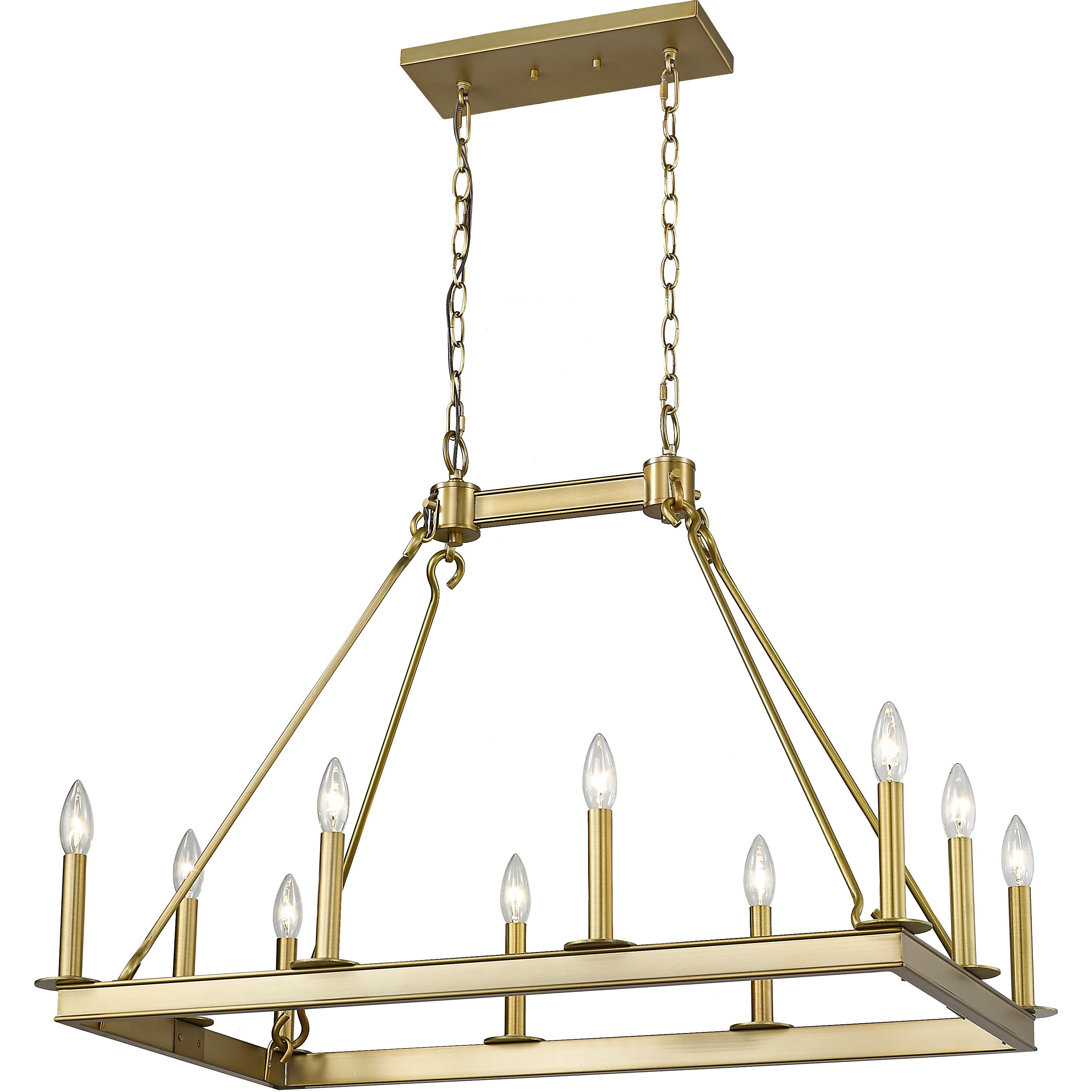 Barclay 10 Light 34 inch Olde Brass Linear Chandelier Ceiling Light