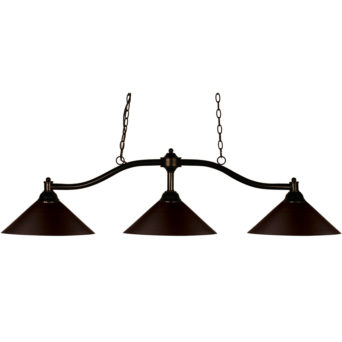 Chance 3 Light 50 inch Bronze Billiard Ceiling Light in Bronze Metal